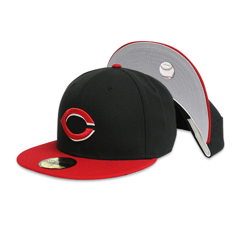 Cincinnati Reds Black Men's Fitted Baseball Cap - Adjustable Snapback Hat for MLB Fans, Sports Enthusiasts & Casual Wear