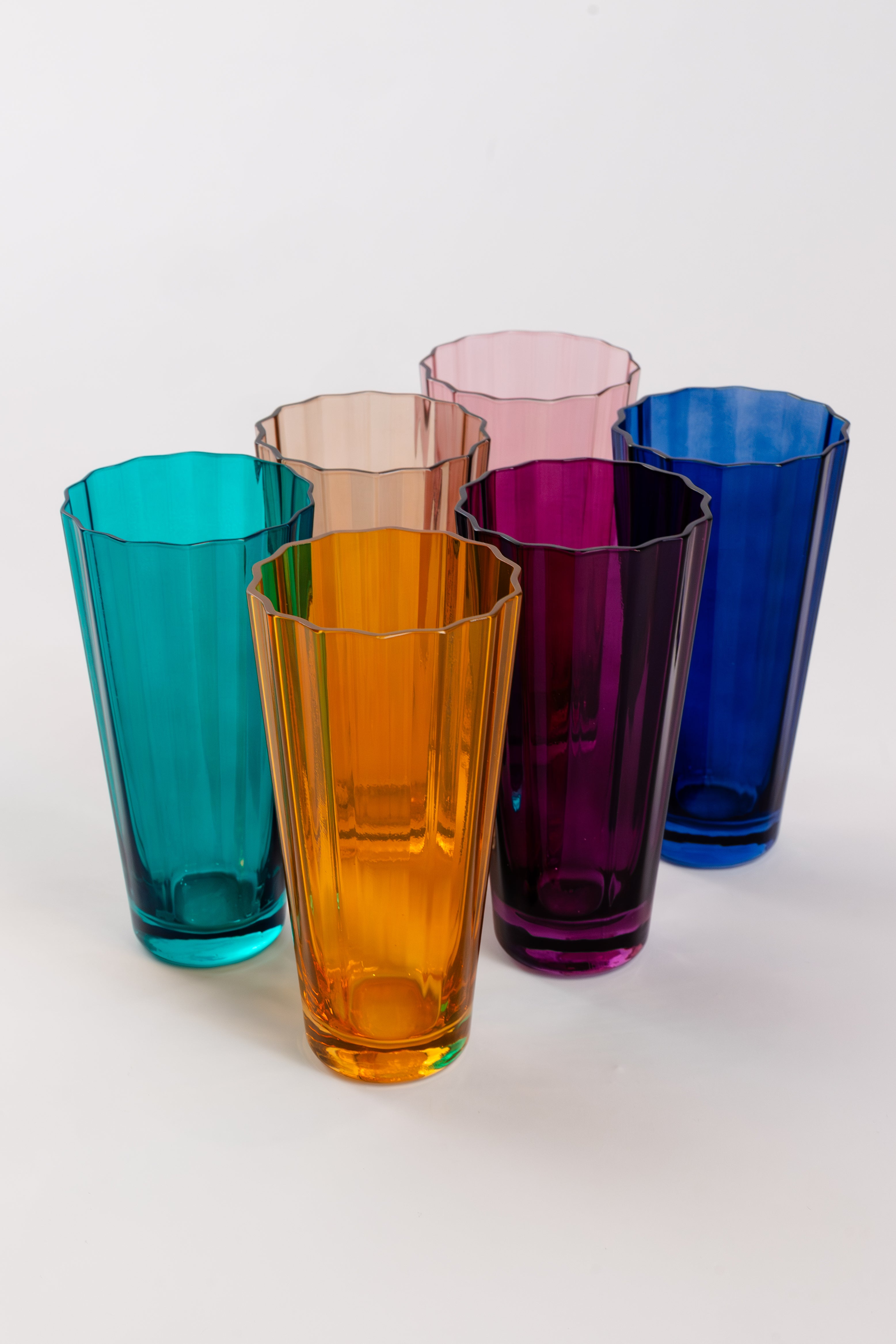 Estelle Colored Sunday Highball Glasses Set of 6 - Fall Mixed Colors for Cocktails, Iced Tea & Entertaining - Perfect for Parties, Home Bar & Gift Giving