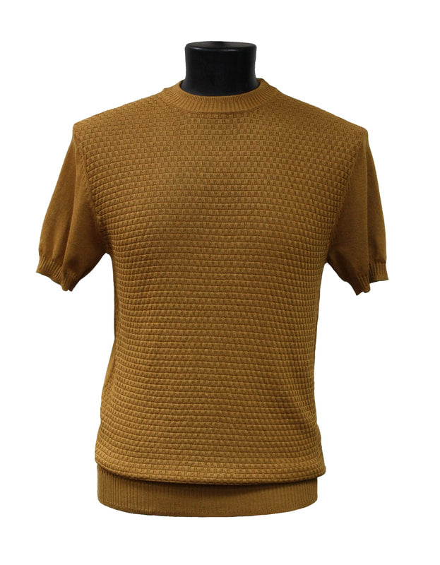 Bassiri Gold Short Sleeve Sweater for Women - Soft Knit Pullover Top Q131 - Perfect for Casual Outings, Office Wear & Date Nights