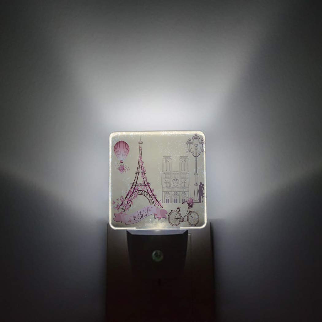 LED Night Light with Auto Sensor - Paris Eiffel Tower Design for Bedroom, Bathroom & Hallway Decor