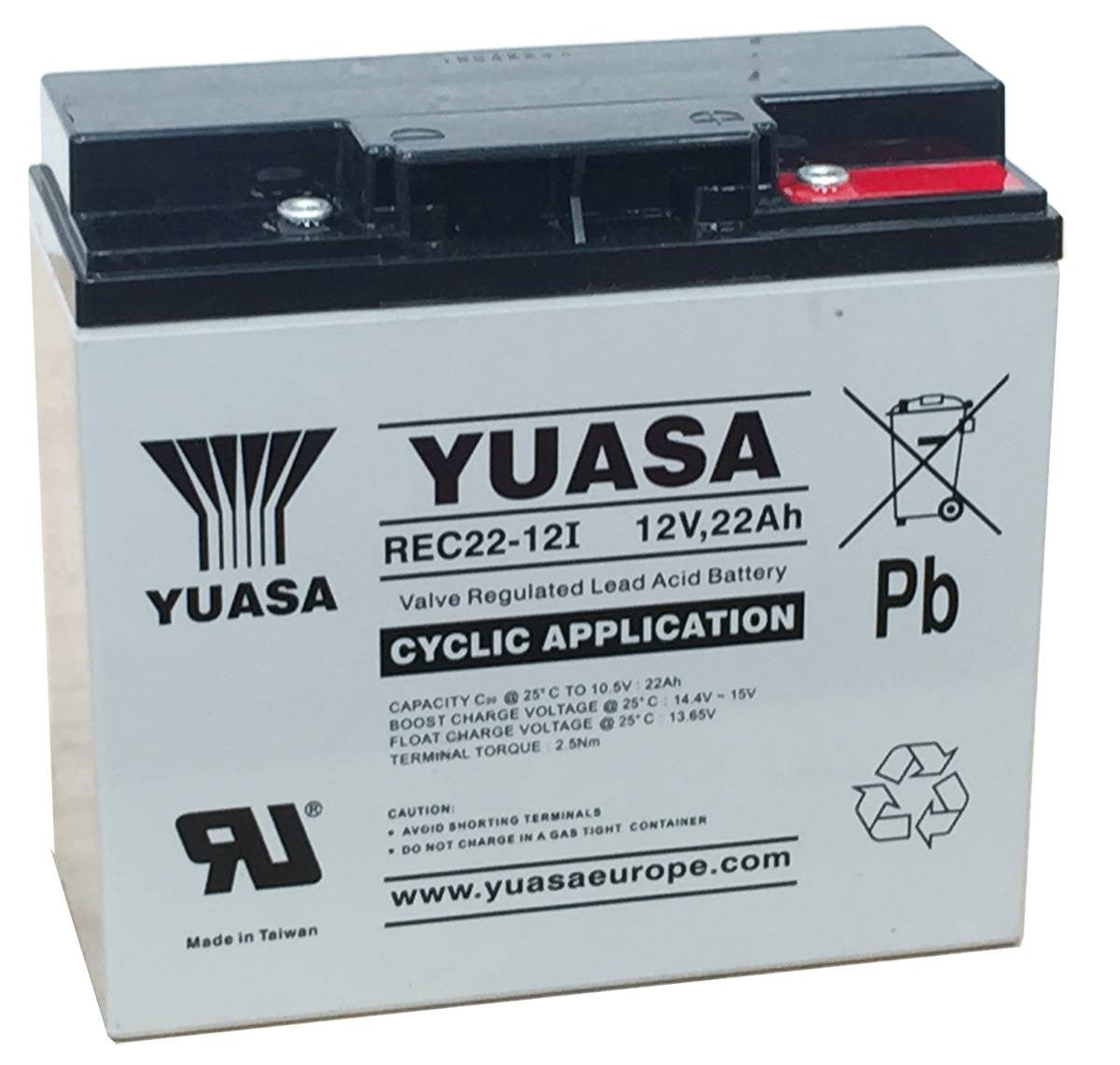 YUASA 12V 22Ah AGM Deep Cycle Battery - Sealed Lead Acid Rechargeable Battery for Solar, Marine, RV, Golf Cart & Power Wheels - Maintenance-Free Power Solution for Off-Grid & Backup Systems
