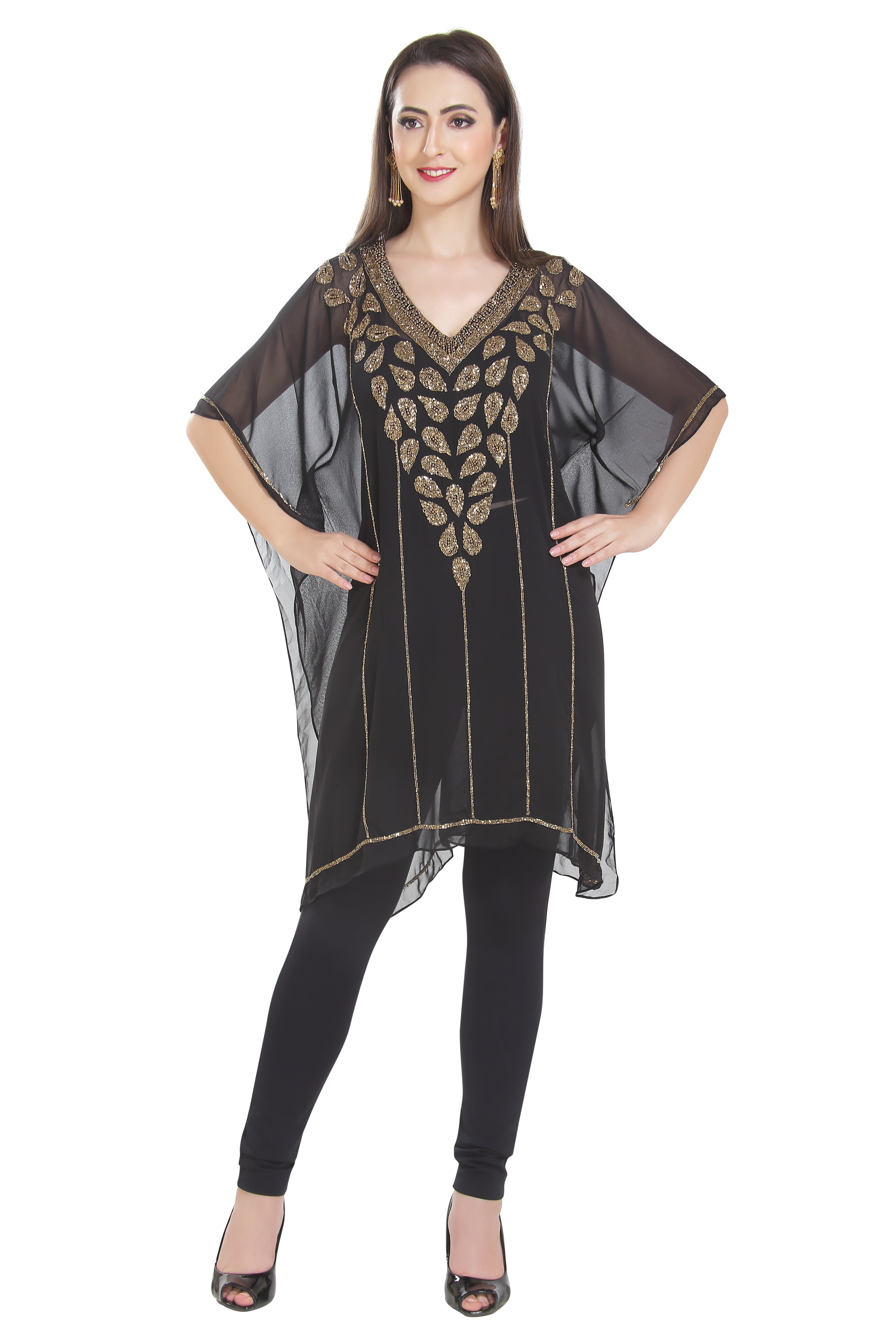 Stylish Black Half Sleeve Casual Kurti Dress for Women | Comfortable Cotton Summer Wear | Perfect for Office, Party & Daily Outfits