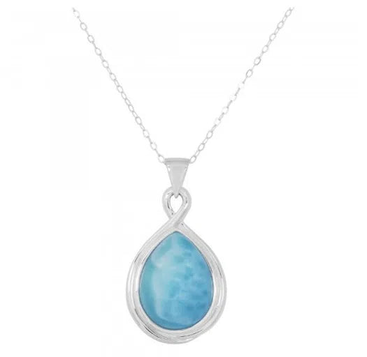 Stunning Caribbean Larimar Oval Pendant Necklace - Genuine Blue Stone Jewelry for Women - Perfect for Beach Vacations & Summer Outfits