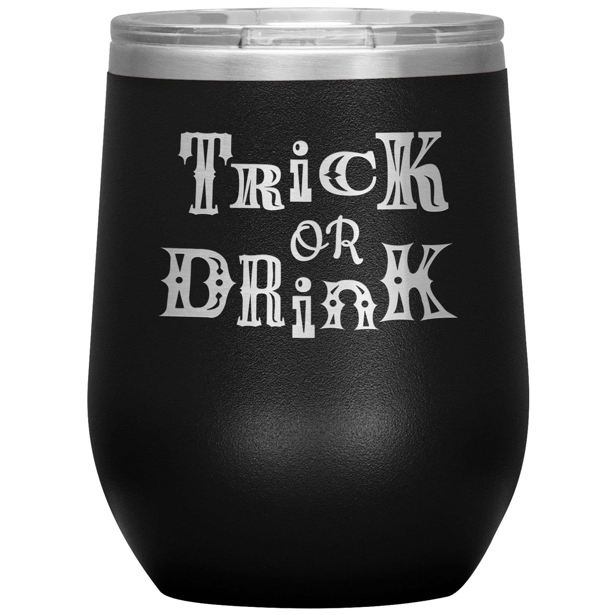 Trick or Drink Halloween 12oz Wine Tumbler - Spooky Ghost Wine Cup for Halloween Party Favors (Black) | Perfect for Halloween Celebrations, Themed Parties & Gifts