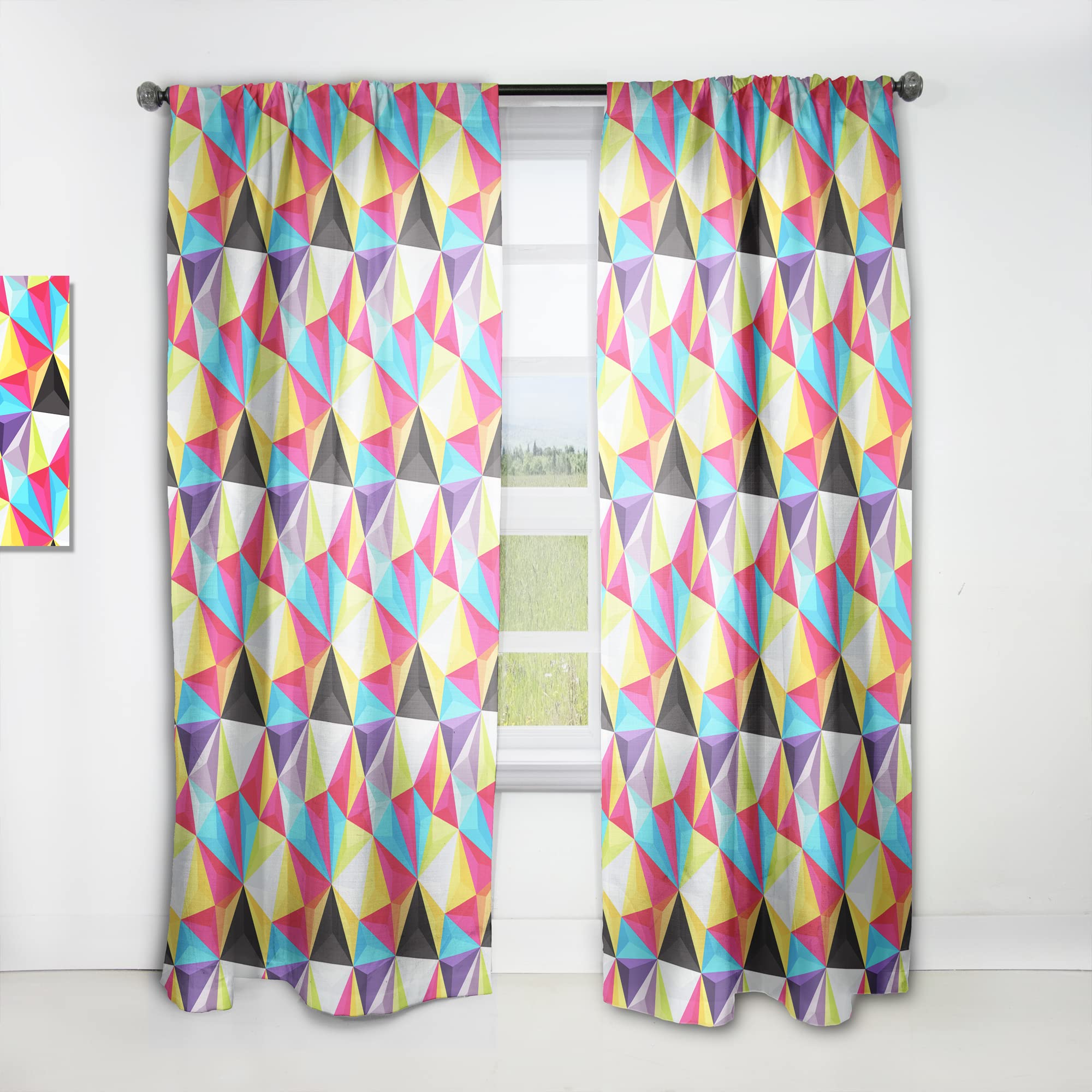 Bright Triangle Thermal Insulated Curtains - Single Panel 52x108 - Blackout Drapes for Bedroom & Living Room - Perfect for Privacy, Light Control & Energy Efficiency