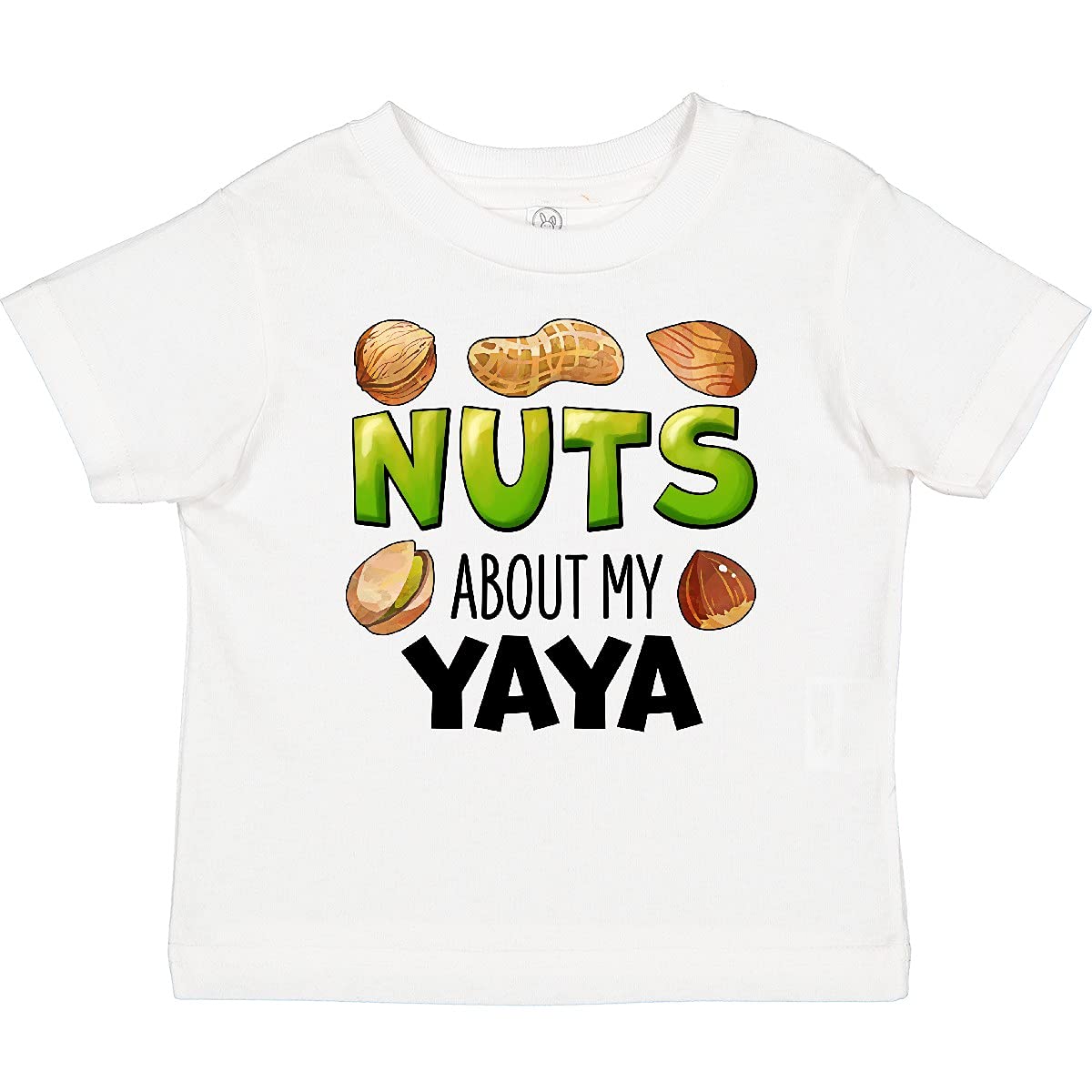 Inktastic Nuts About My Yaya Peanut Almond Pistachio Baby T-Shirt - Cute Graphic Tee for Grandparents Day, Family Reunions & Toddler Photo Shoots