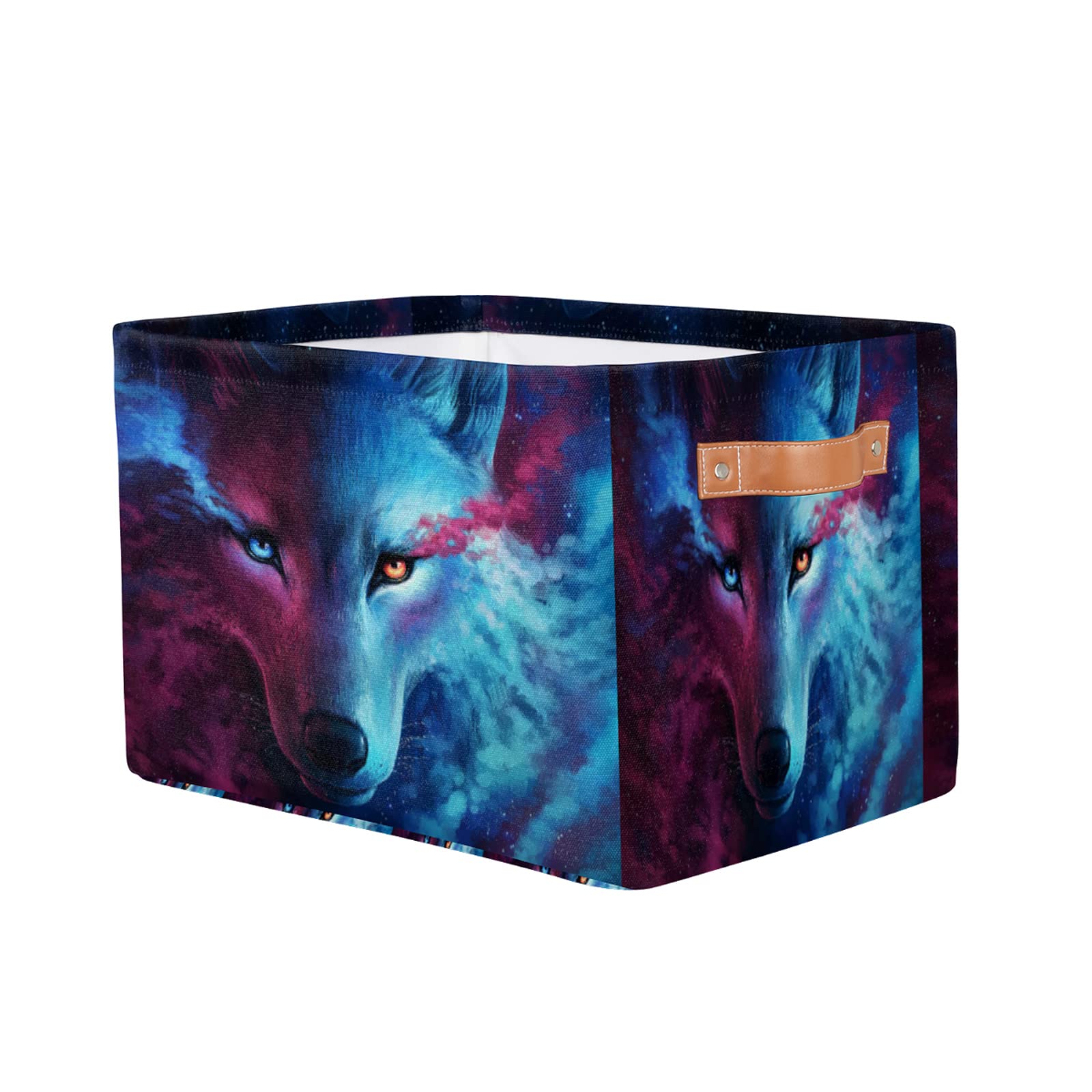 Wolf Storage Basket - Collapsible Toy Organizer Bin with Handles for Shelves, Closet & Home Office - Perfect for Bedroom, Kids Room & Playroom Organization (1 Pack)