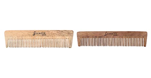 STREAK STREET | Premium Wooden Pocket Comb Set - Neem & Shisham Fine Tooth Combs for Men & Women | Perfect for Travel, Grooming, and Everyday Hair Care