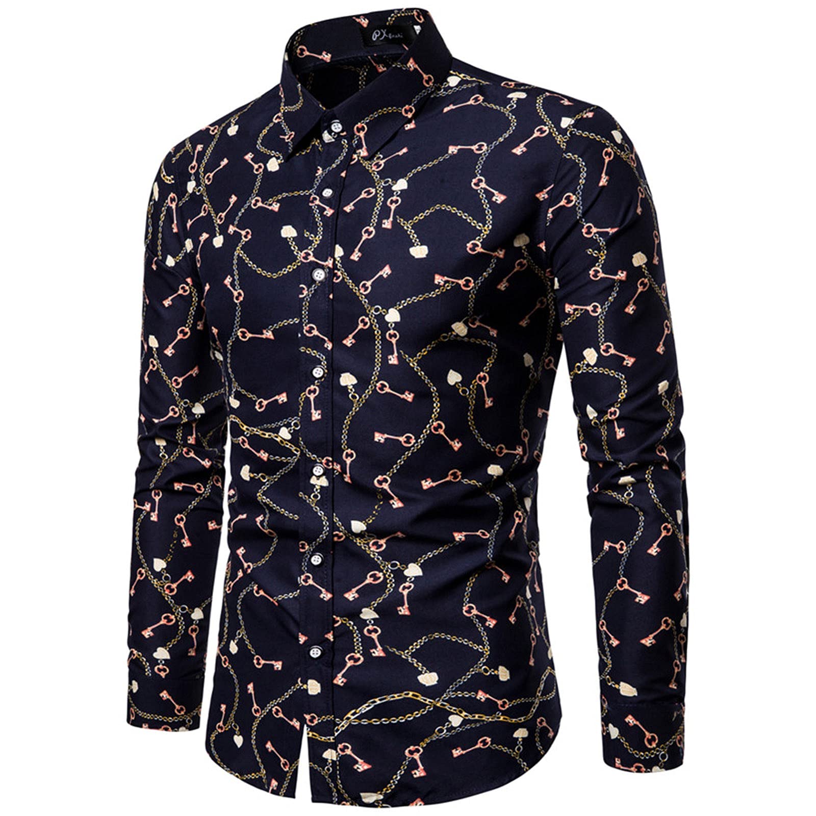 Men's Square Collar Printed Casual Shirt & Cardigan - Long Sleeve Button Down Shirts for Men | Office Wear, Date Night & Casual Outfits
