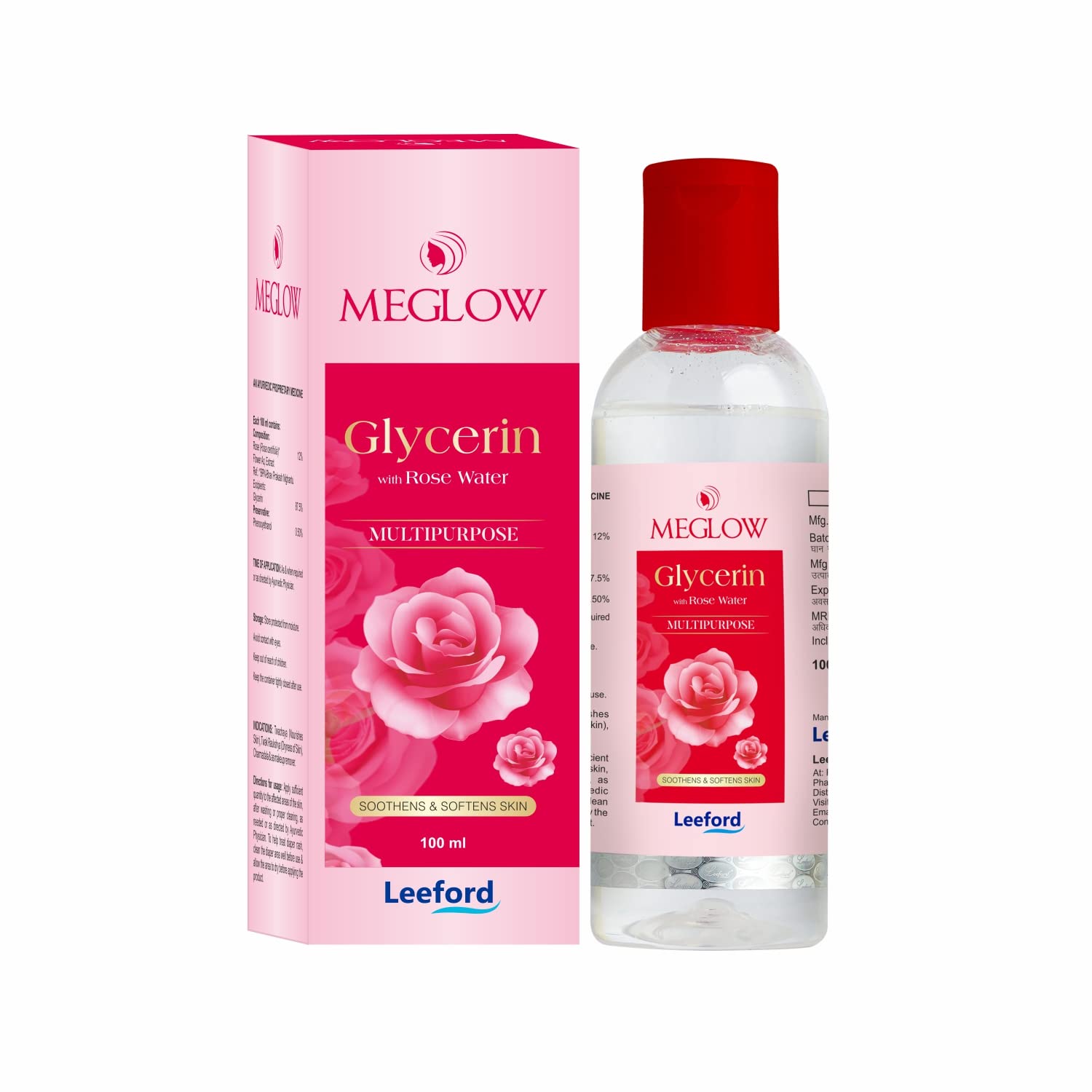 **Leeford Meglow Rose Water & Glycerin Face Toner – Hydrating Skin Care for Women & Men with Gulab Jal – Pack of 2 – Perfect for Daily Moisturizing & Glowing Skin**