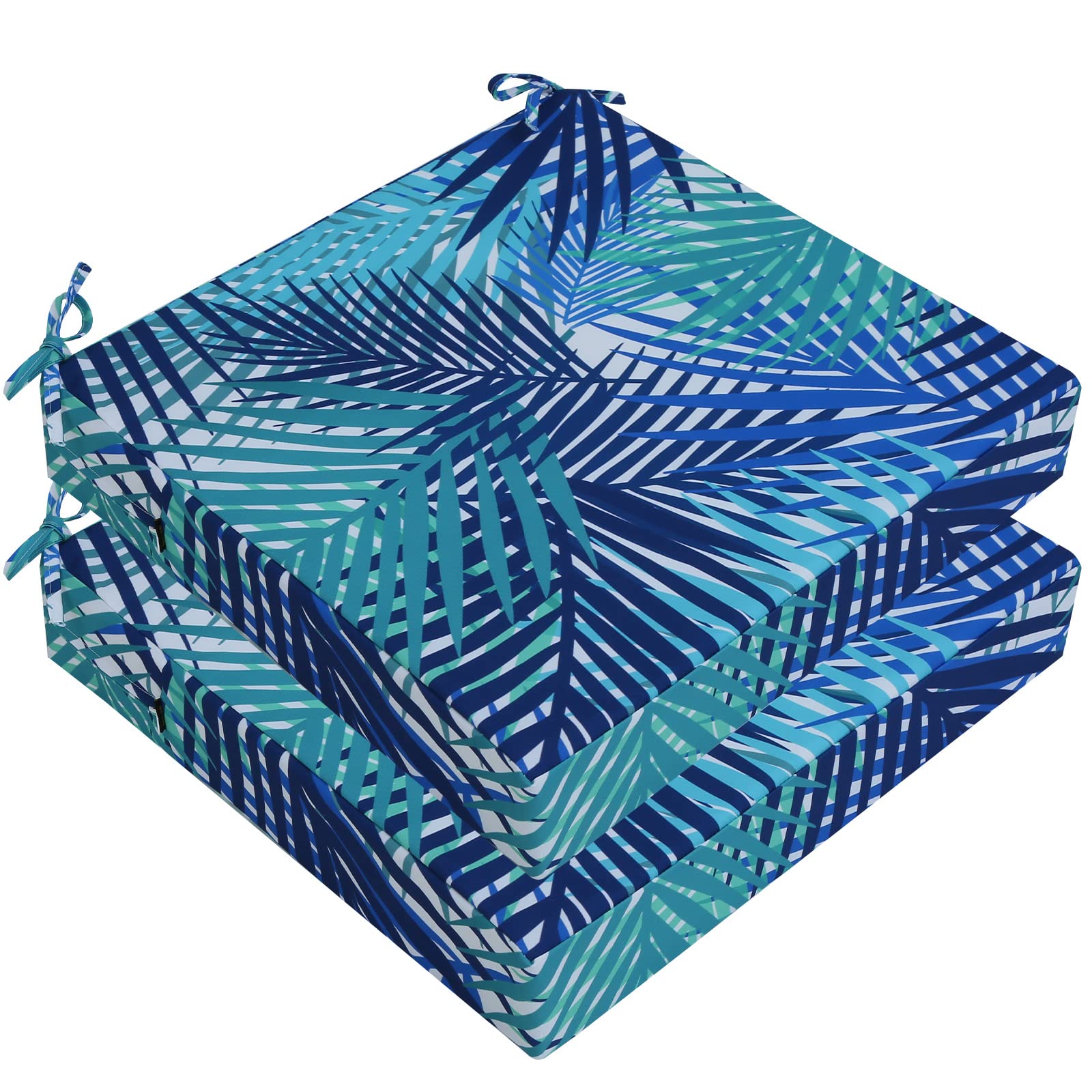 Idee-Home Waterproof Outdoor Patio Chair Cushions Set of 2 - 19x19 Inch Replacement Seat Cushions for Patio Furniture - Perfect for Garden, Deck, Poolside & Backyard Relaxation