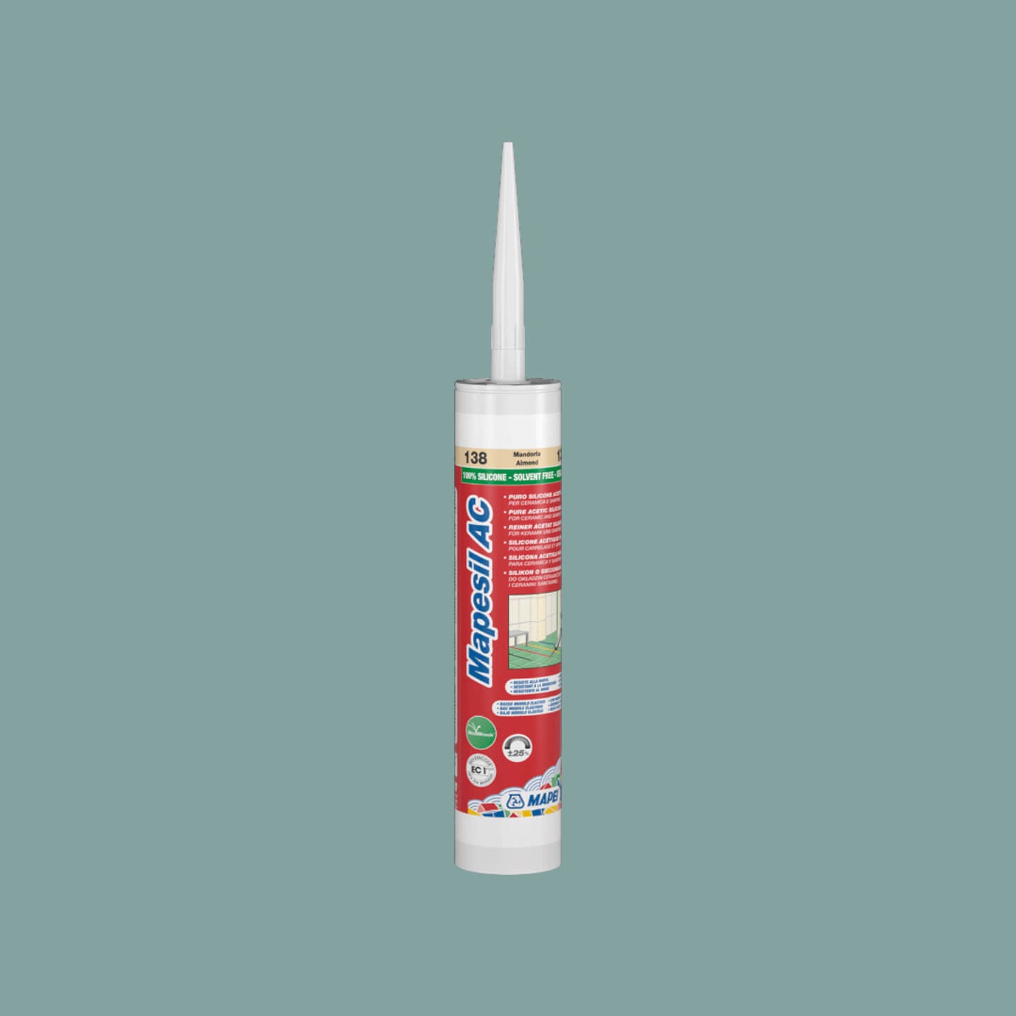 Mapei Silicone AC 177 - 10.5 oz (310ml) High-Performance Sealant - Sage Color for Bathroom, Kitchen & Window Caulking - Waterproof & Mold Resistant