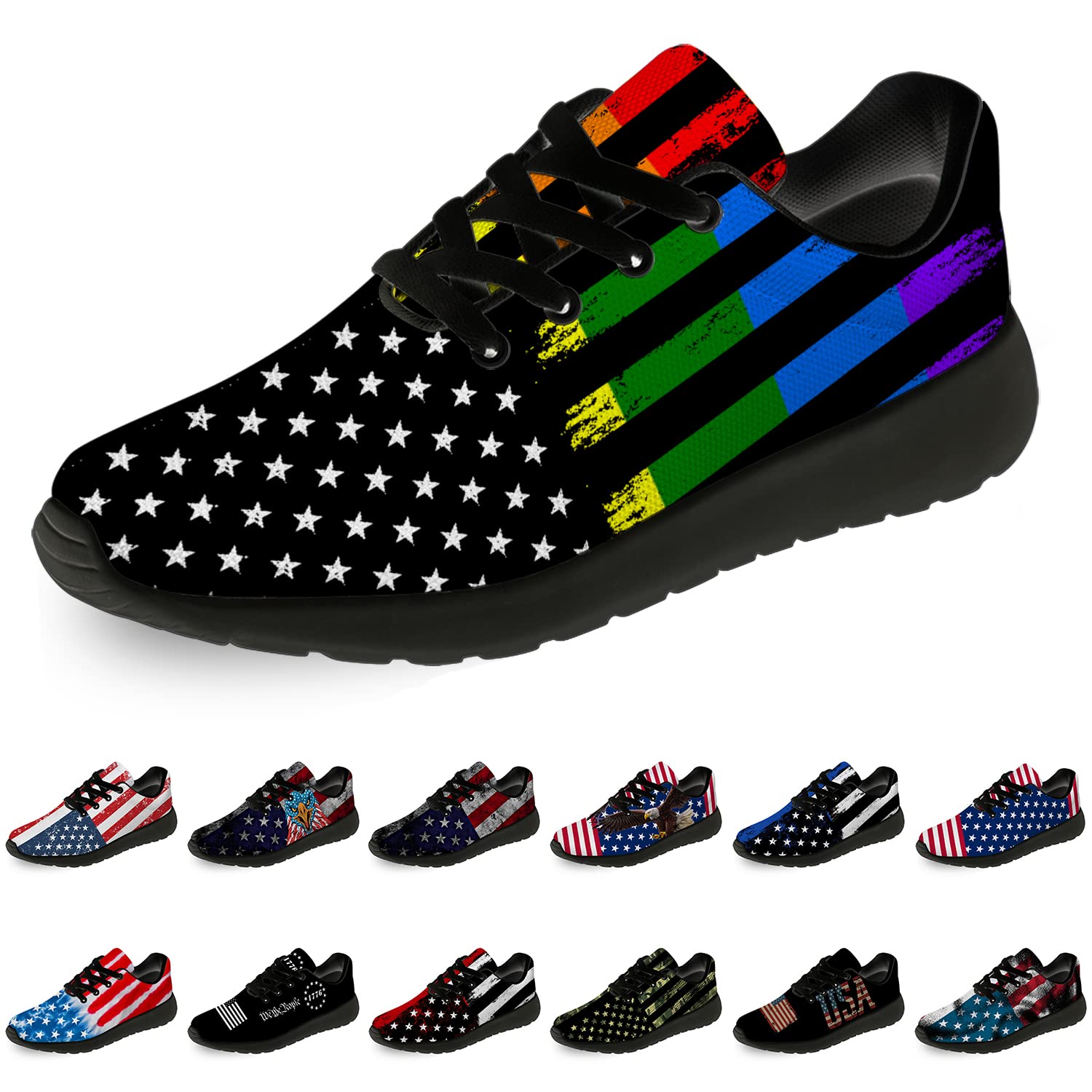 horethy American Flag Running Shoes for Men & Women - Comfortable Walking Tennis Sneakers for Athletic Activities - Perfect Gift for Sports & Casual Wear
