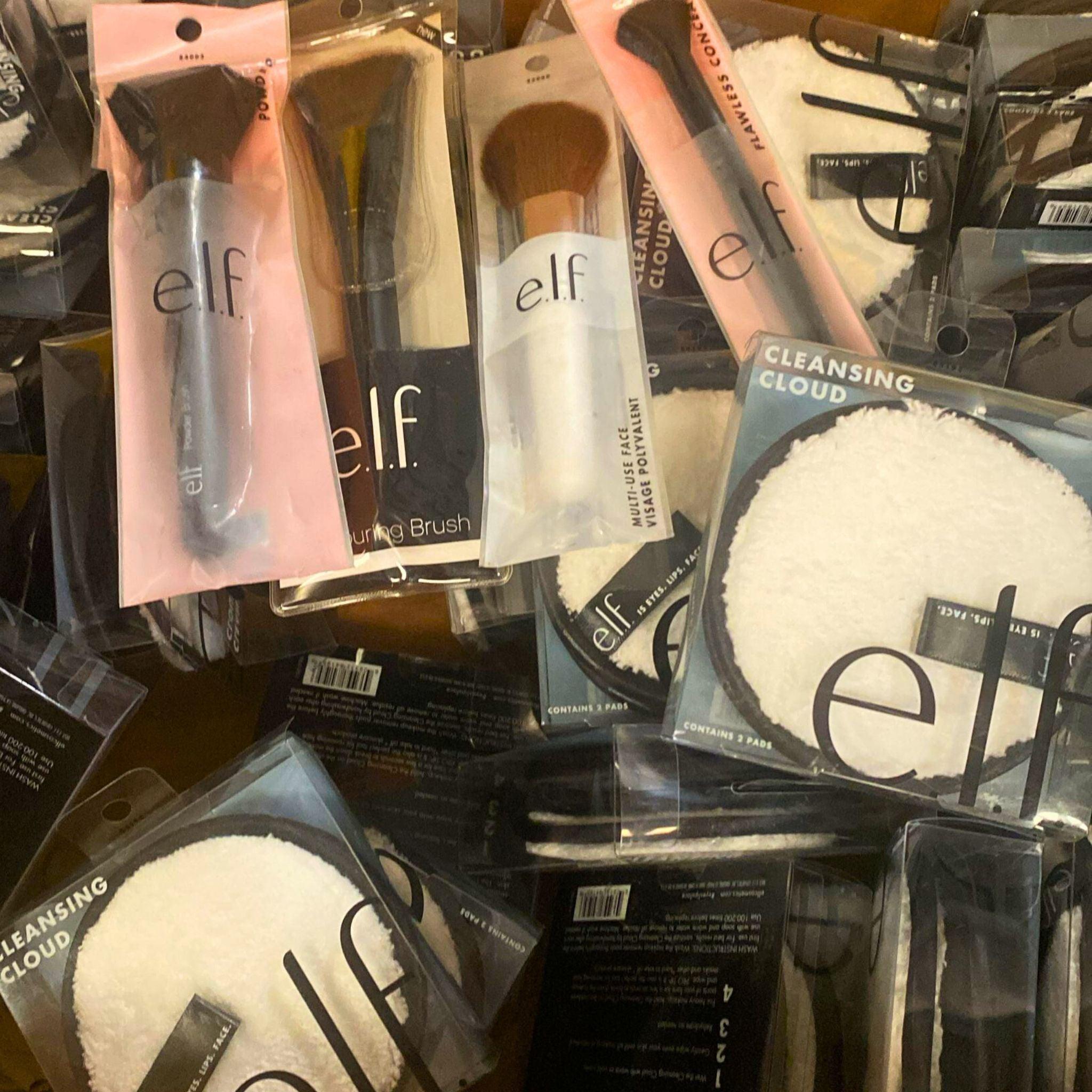 Elf Assorted Makeup Brush Set & Cleansing Cloud Pads (55 Pcs) - Perfect for Professional Makeup Application and Daily Skincare Routine