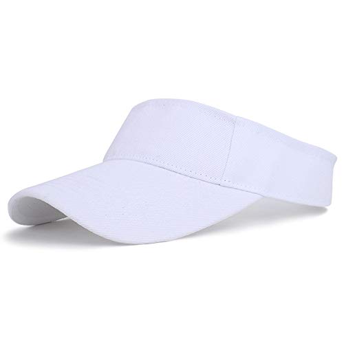 Women's Wide Brim Sun Hat - UV Protection Adjustable Beach Hat for Ladies & Men - Breathable Outdoor Sports Visor for Running, Tennis, Golf - Perfect for Summer Vacation, Poolside, and Travel (White)