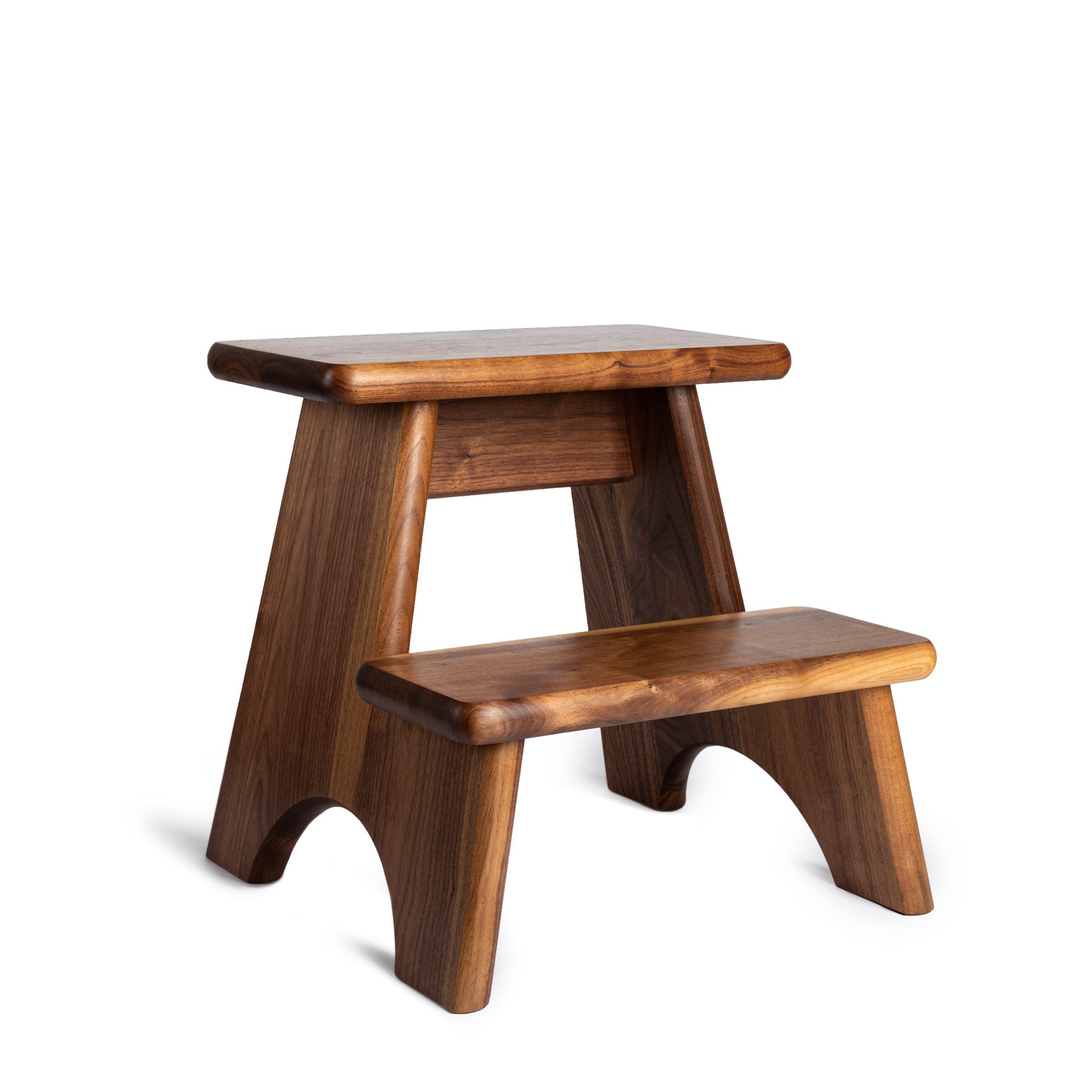 Premium Walnut Wood Step Stool - Sturdy & Compact for Kitchen, Bathroom, and Kids' Use | Non-Slip Steps & Easy Storage