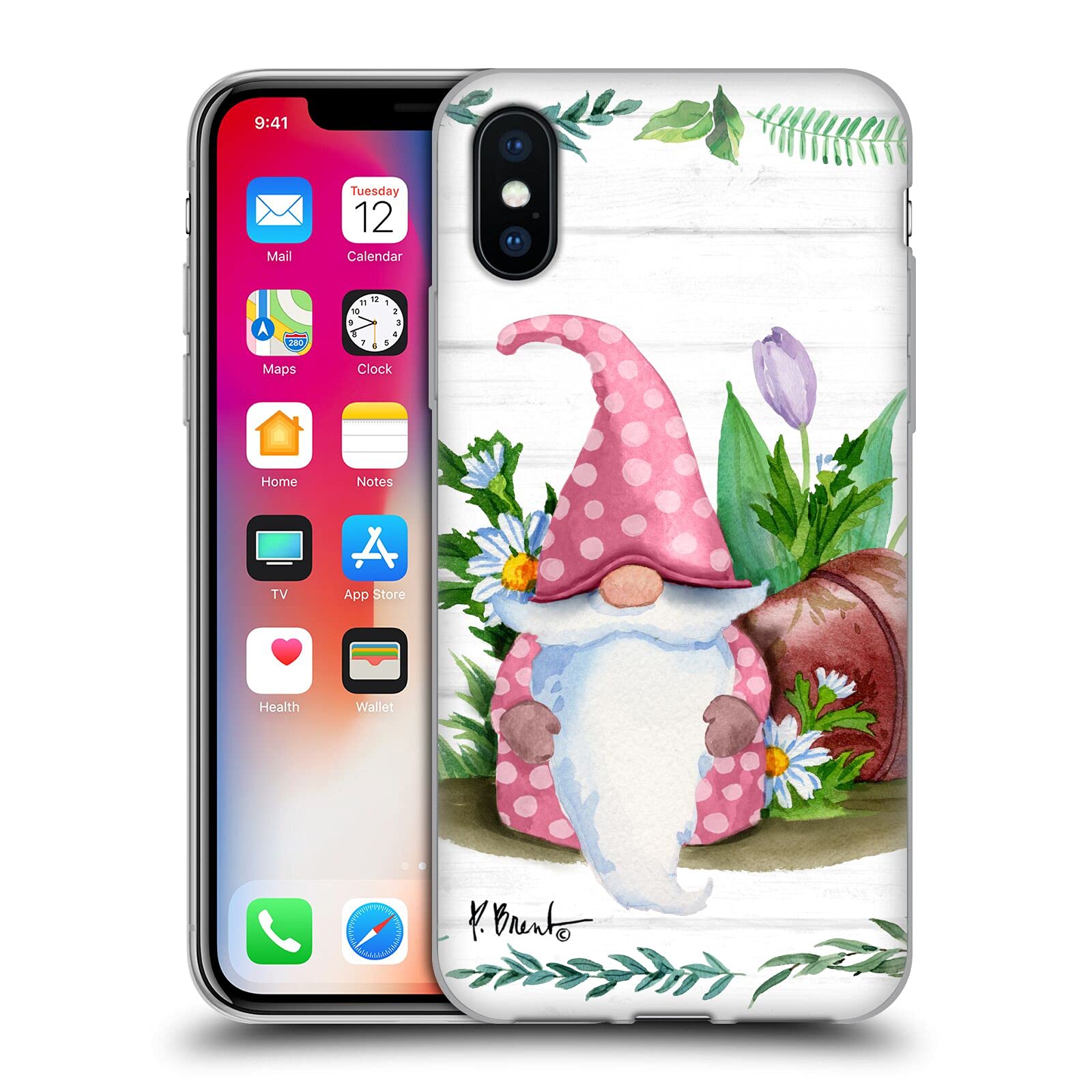 Officially Licensed Paul Brent Spring Gnome Wilderness Soft Gel Case for Apple iPhone X/Xs - Cute Garden-Themed Protective Cover for Outdoor Adventures & Daily Use