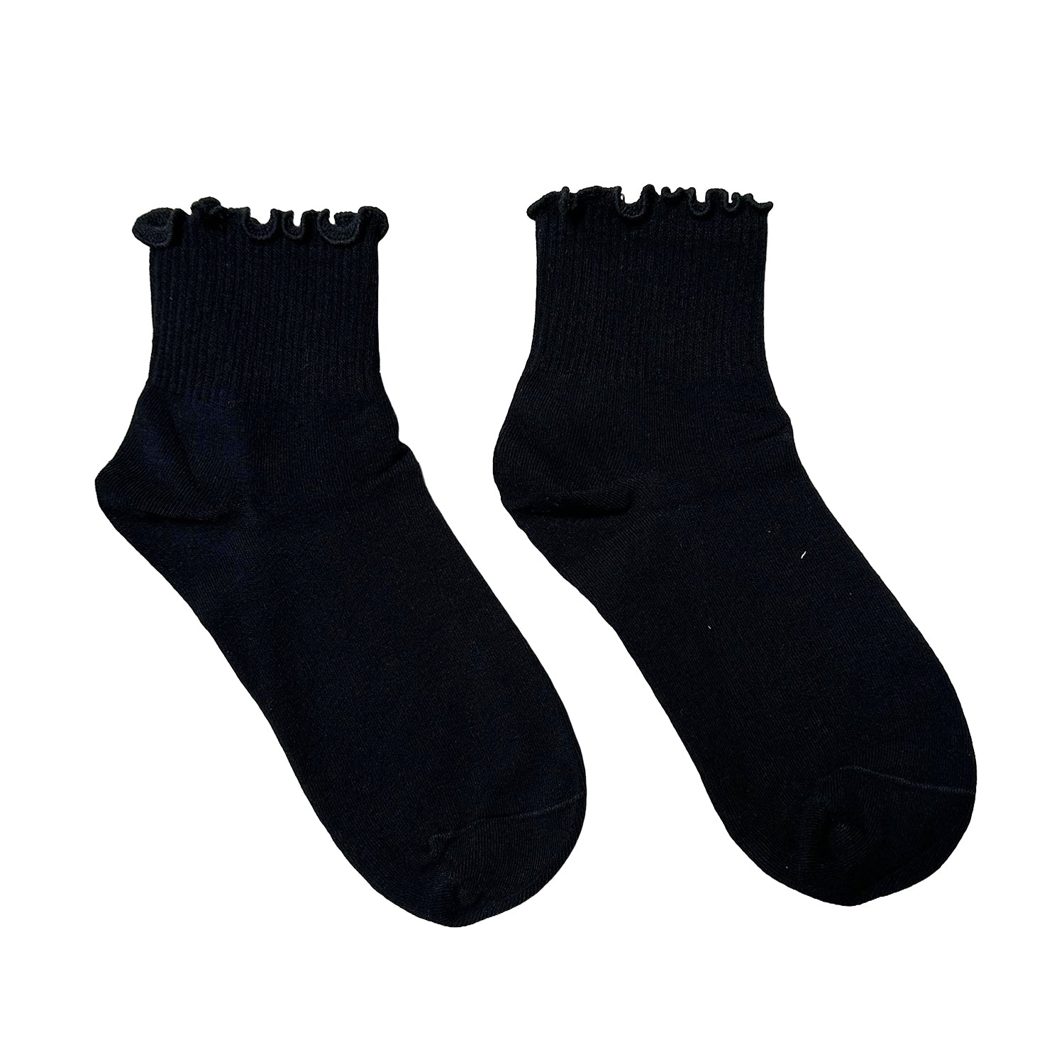 FLOOF Women's For The Frill 2.0 Socks - Black Cozy Knit Crew Socks for Everyday Wear & Casual Outfits