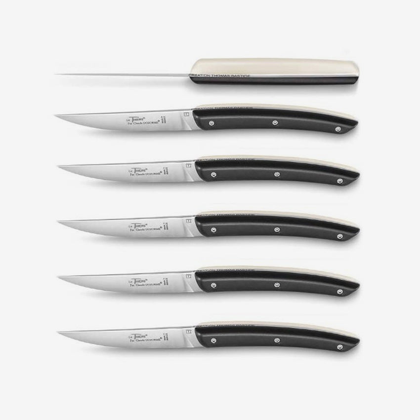 Claude Dozorme Thiers Bastide Shadow Steak Knives Set of 6 - Premium French Steak Knives for Fine Dining, BBQ & Meat Cutting