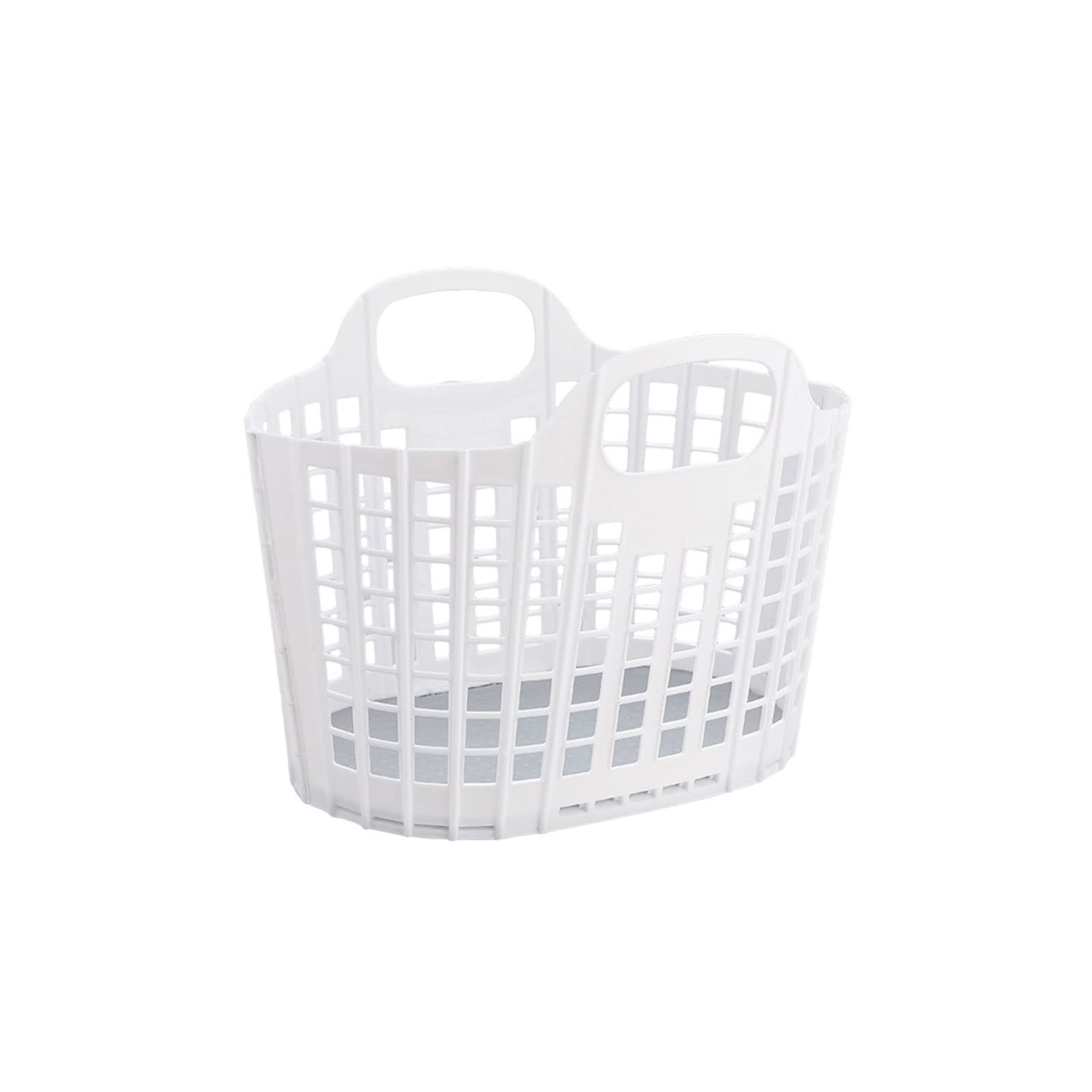 Foldable Storage Basket with Handles - Portable Organizer for Bathroom, Bedroom & Laundry - White Collapsible Tote for Shampoo, Snacks & Home Organization - Perfect for Small Spaces & Closet Storage