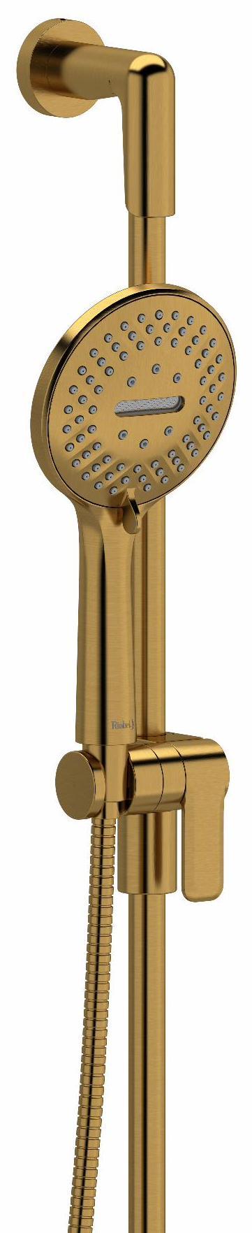 3-Function Handheld Shower Head with 37-Inch Slide Bar - 1.8 GPM Water Flow - Brushed Gold Finish (Model 4839BG WS RIOBEL) - Perfect for Bathroom Renovation & Spa-Like Shower Experience