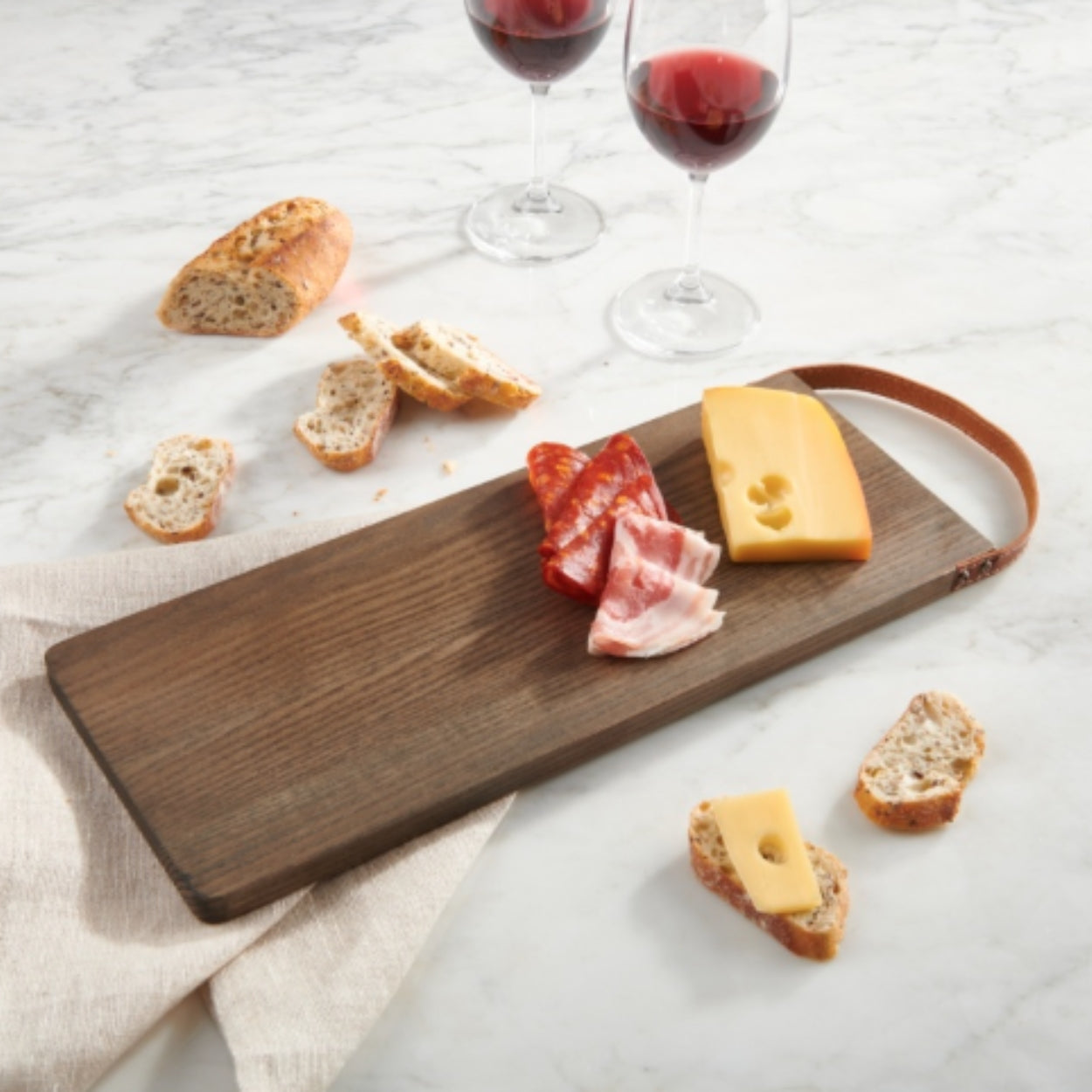 Premium Trudeau 15 x 6 Inch Wooden Cheese and Charcuterie Board - Perfect for Entertaining, Wine Pairings & Gourmet Food Presentation