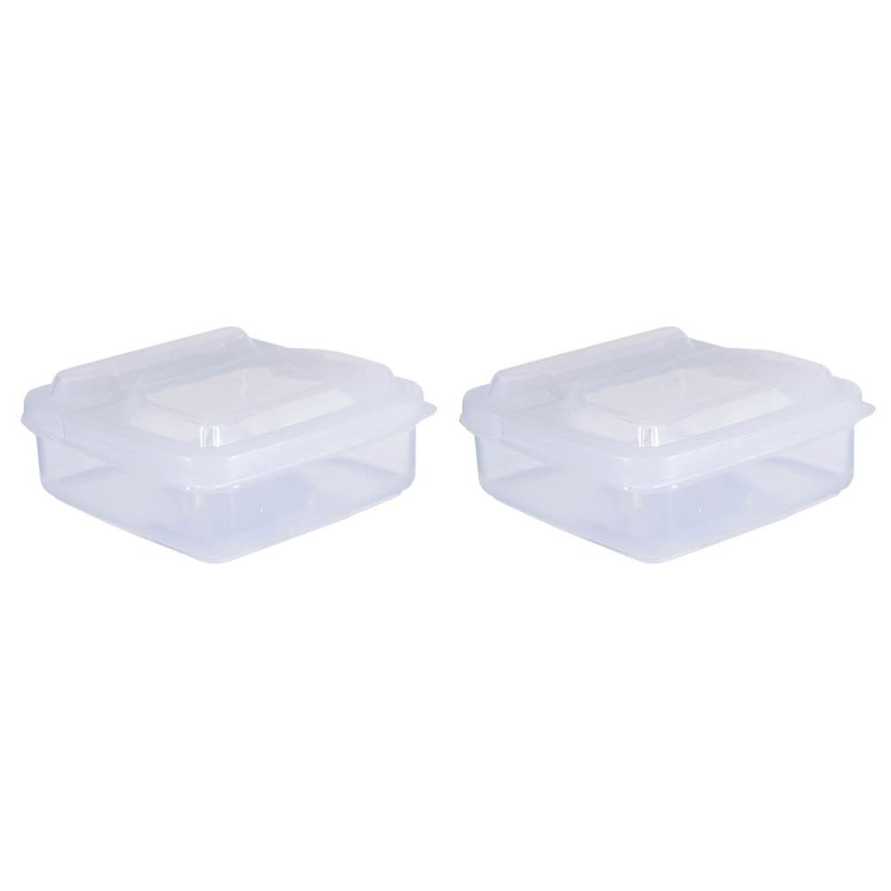 Cabilock 2-Pack Refrigerator Organizer Bins - 10x10cm White Fridge Storage Containers for Vegetables, Fruits, Butter & Food | Space-Saving Kitchen Organizers for Fresh Food Storage | Perfect for Home, Office & Dorm Fridge Organization