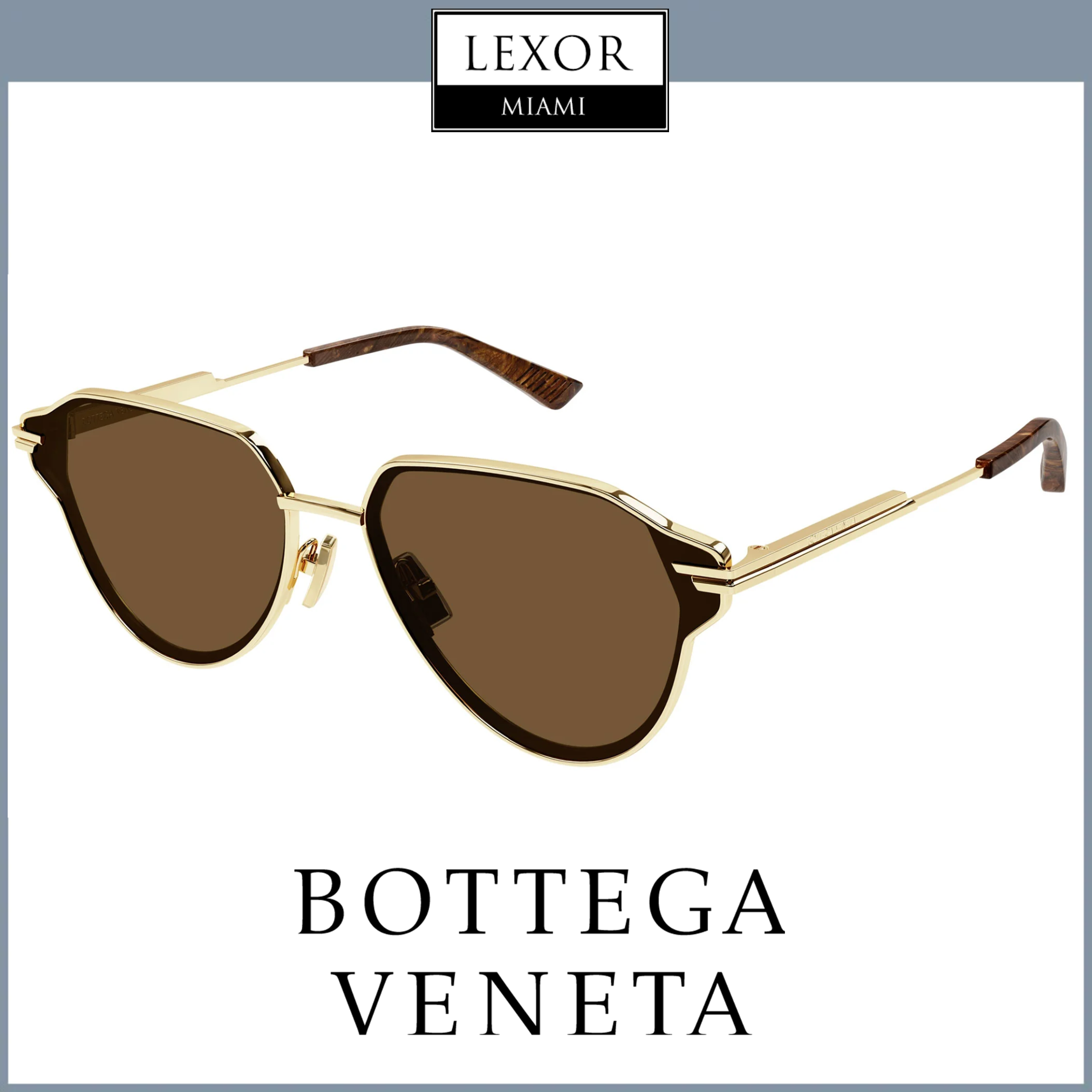Bottega Veneta BV1271S 002 63 Unisex Metal Sunglasses - UV Protection, Polarized Lenses for Men & Women | Perfect for Driving, Beach, and Outdoor Activities