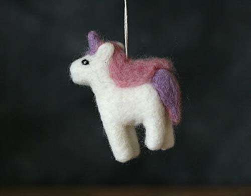Handmade Purple & Pink Unicorn Wool Felt Ornament - Fair Trade Christmas Decor, 4
