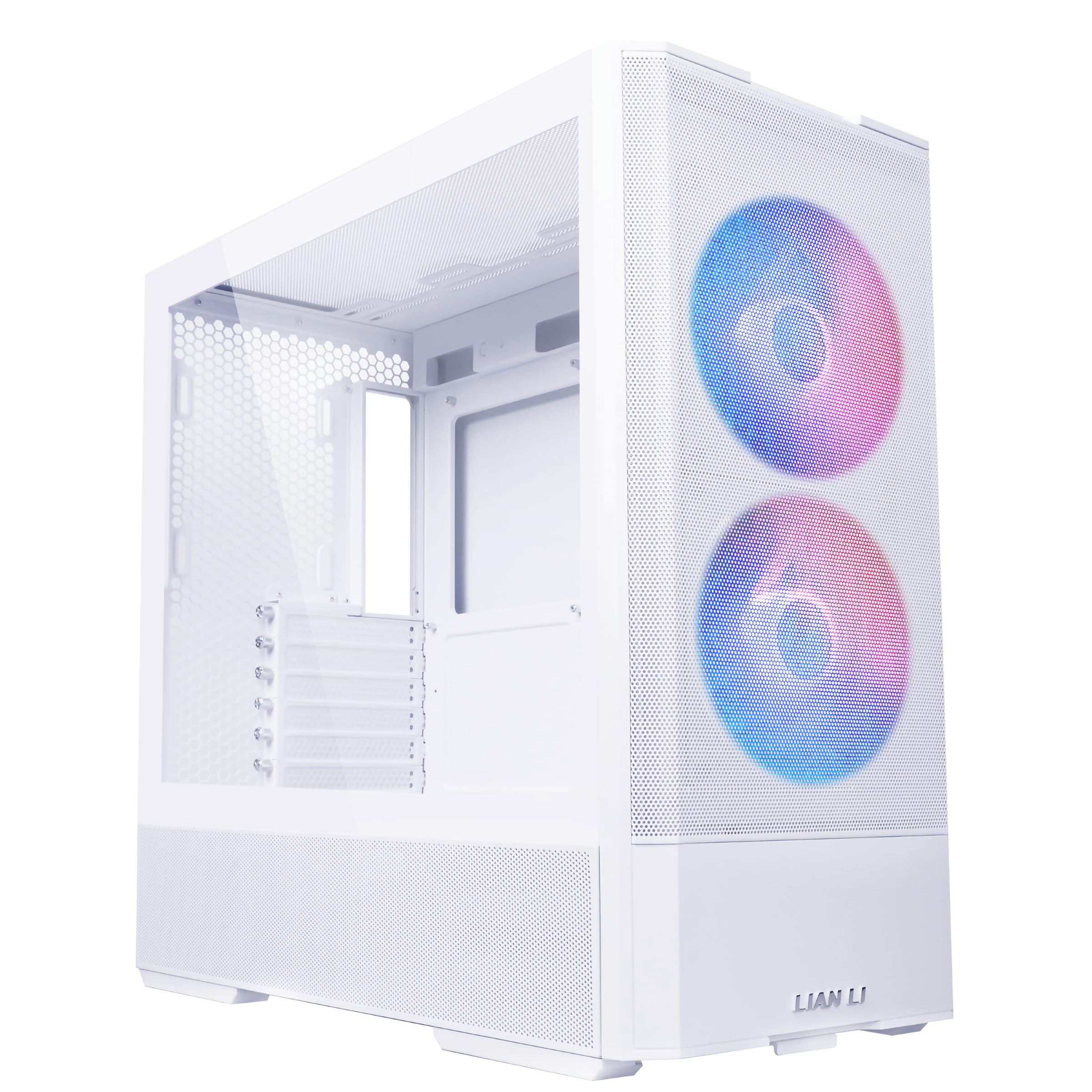 LIAN LI LANCOOL 207 Compact ATX RGB Gaming PC Case - Airflow Optimized Mesh Design with 2x140mm ARGB & 2x120mm PWM Fans, USB Type-C, Tempered Glass Side Panel (White) - Perfect for Gaming Rigs and High-Performance PC Builds