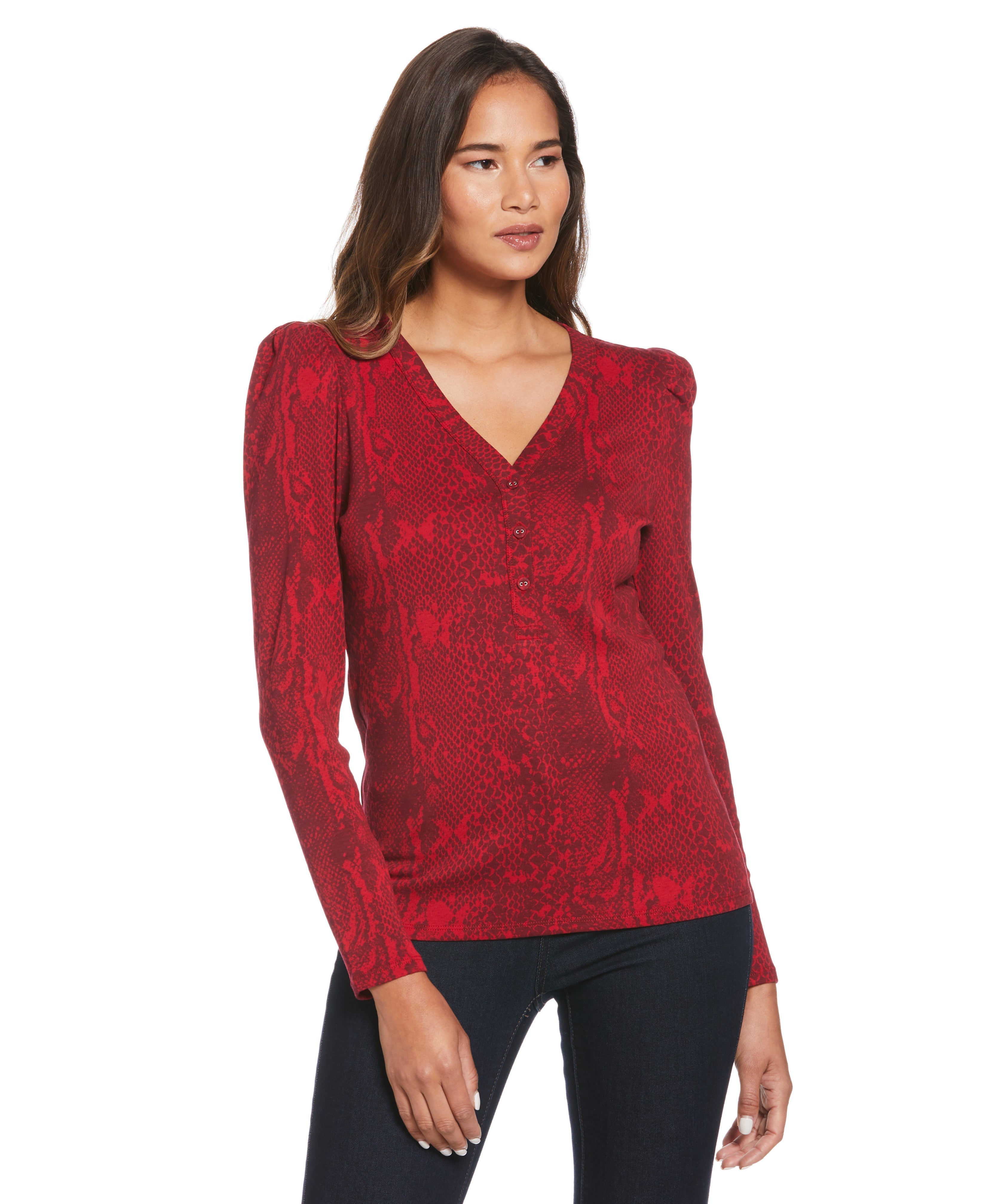 Puff Sleeve Henley Top for Women - Stylish Casual Blouse with Button Detail | Perfect for Everyday Wear, Date Nights & Office Outfits