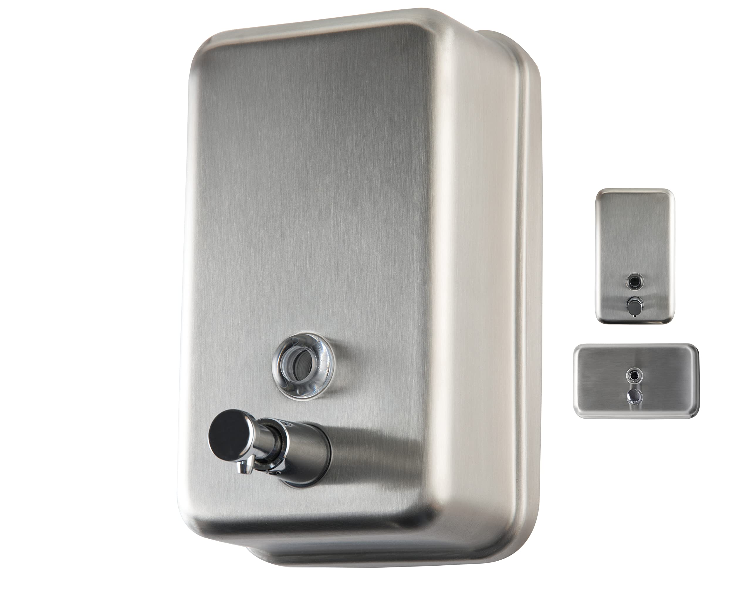 Stainless Steel Wall Mounted Commercial Soap Dispenser - 37oz (1100ml) Anti-Leak Pump for Bathroom Kitchen Restaurant - Premium Corrosion-Proof Design by EnBath - Ideal for High Traffic Washrooms and Food Service Areas