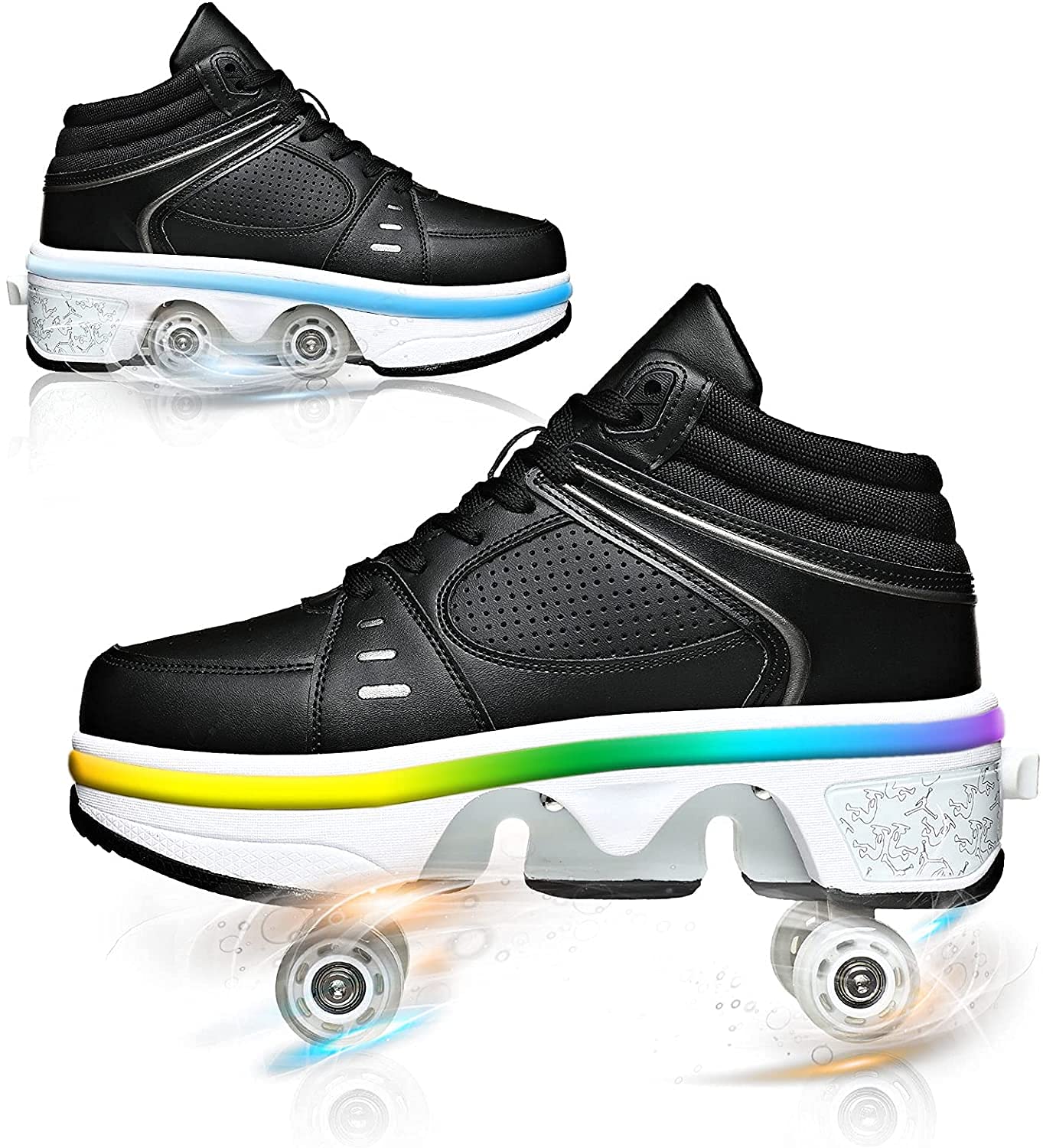 LED Roller Skate Shoes for Women & Girls - Convertible Outdoor Light-Up Sneakers with Wheels for Parkour & Skating | Perfect for Parties, Sports & Fun Activities