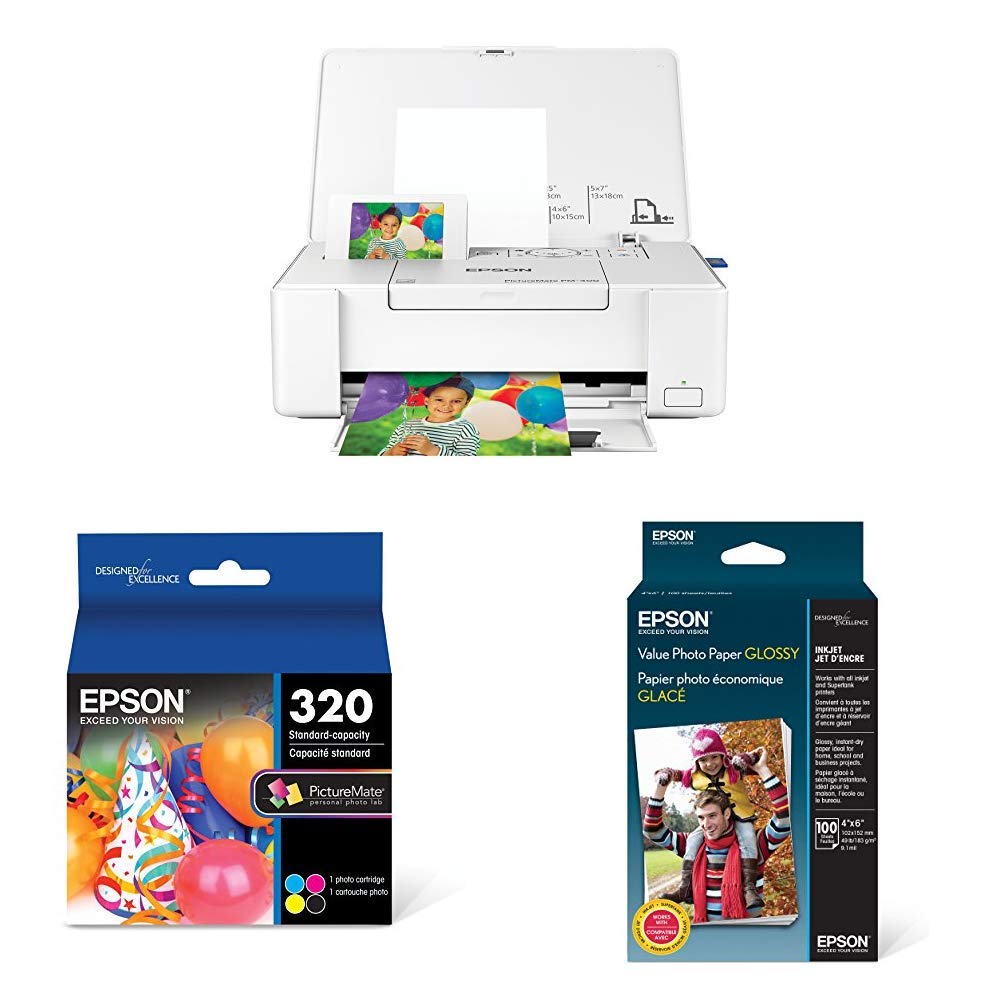 Epson PictureMate PM-400 Wireless Compact Color Photo Printer with Ink & Photo Paper - Print High-Quality Photos at Home, for Parties, Travel Memories & DIY Projects
