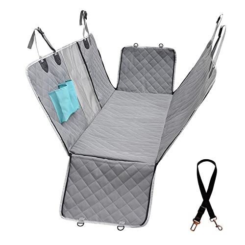 Lucosr Waterproof Dog Car Seat Cover - Mesh Pet Travel Mat, Hammock Cushion for Back Seat Protection (137x147cm, Gray) | Perfect for Road Trips, Vet Visits & Daily Commutes with Your Dog