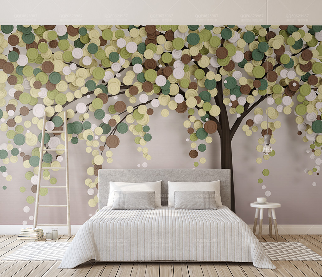 3D Abstract Tree Wallpaper Murals - Modern Peel and Stick Wall Decals for Living Room, Bedroom, Nursery | Easy to Install & Removable Home Decor