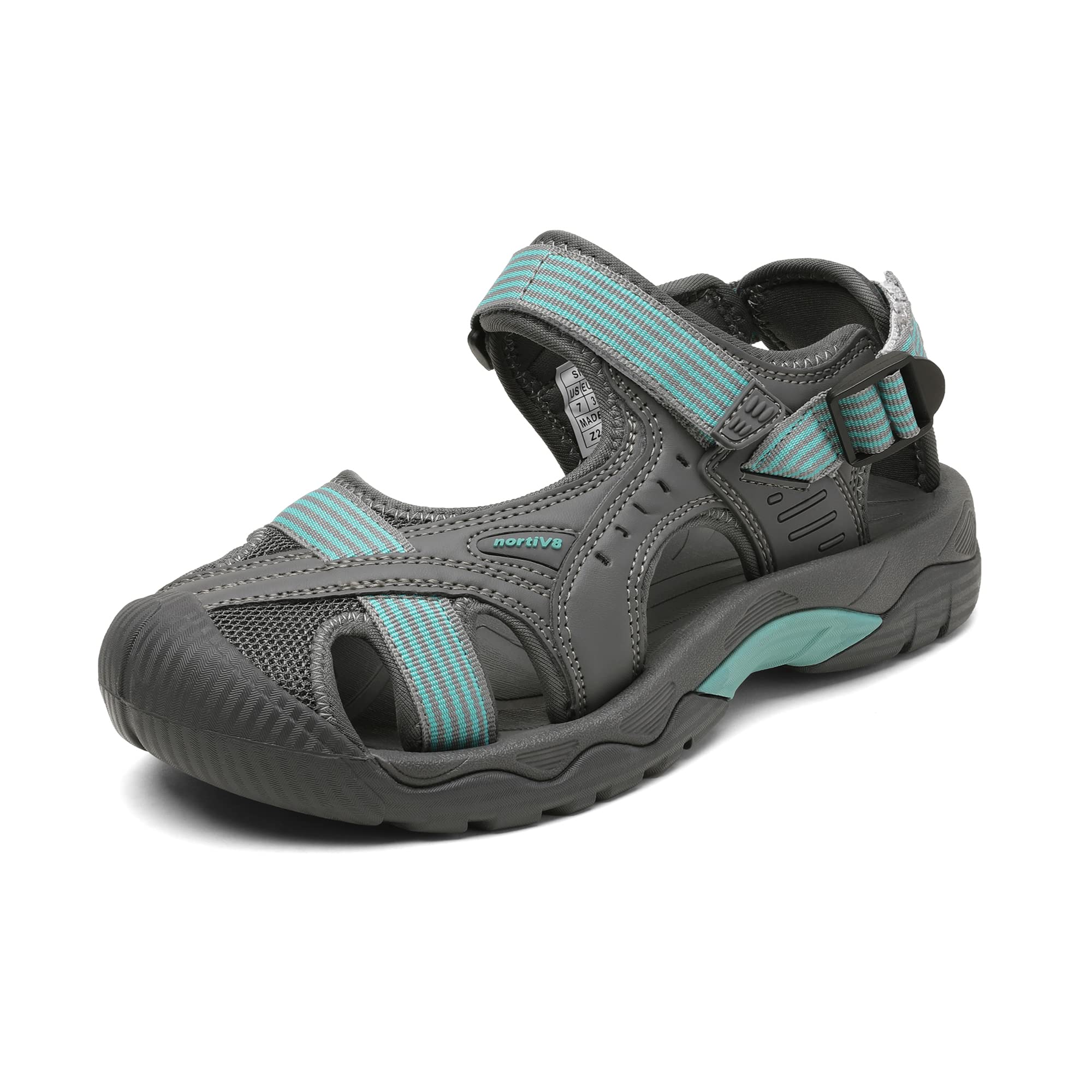 NORTIV8 Women's Closed Toe Athletic Sport Sandals - Lightweight Trail Walking Shoes for Summer Hiking, Beach & Outdoor Activities