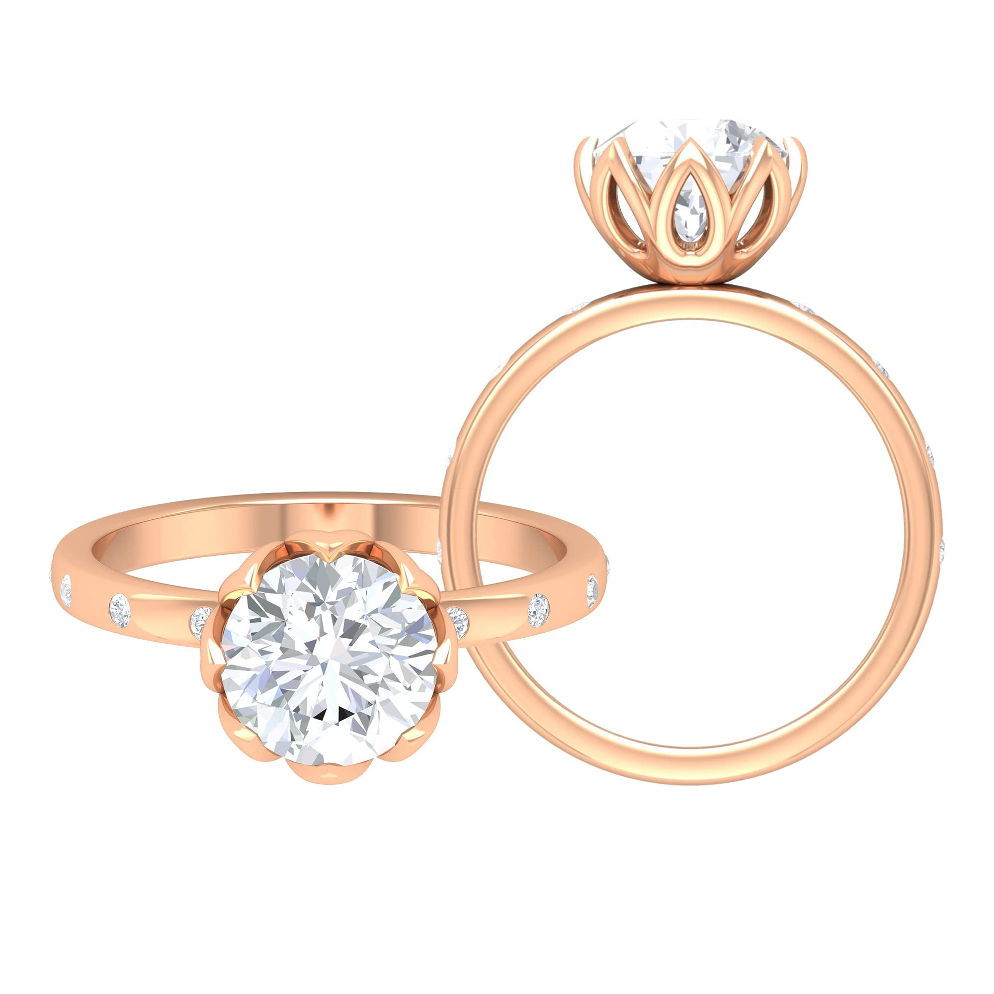 2.25 CT Round Cut Moissanite Solitaire Ring for Women - 8mm Colorless Moissanite Engagement Ring in 14K Solid Gold - Perfect for Proposals, Anniversaries & Special Occasions