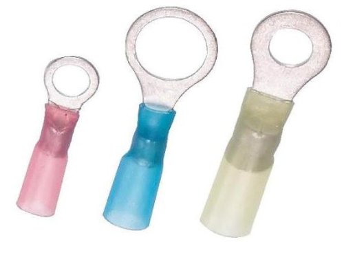 Heat Shrink Crimp Ring Terminals 10 Stud 12-10 AWG (Pack of 100) - for Automotive, Marine & Electrical Wiring Connections