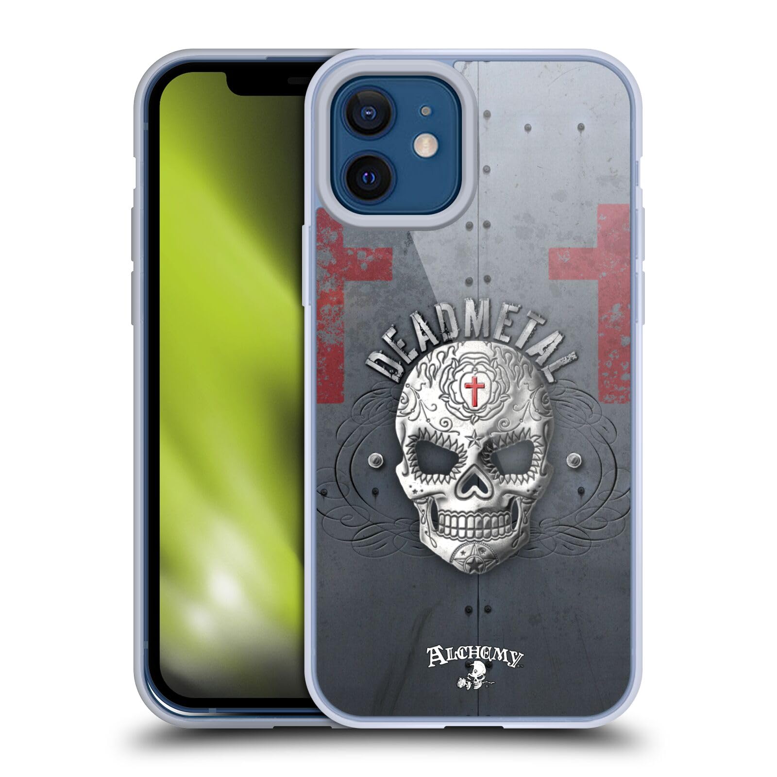 Alchemy Gothic Dead Metal Skull Soft Gel Case for iPhone 12/12 Pro - Officially Licensed Head Case Designs | Gothic Phone Cover for Halloween, Punk Fashion & Dark Aesthetic Lovers