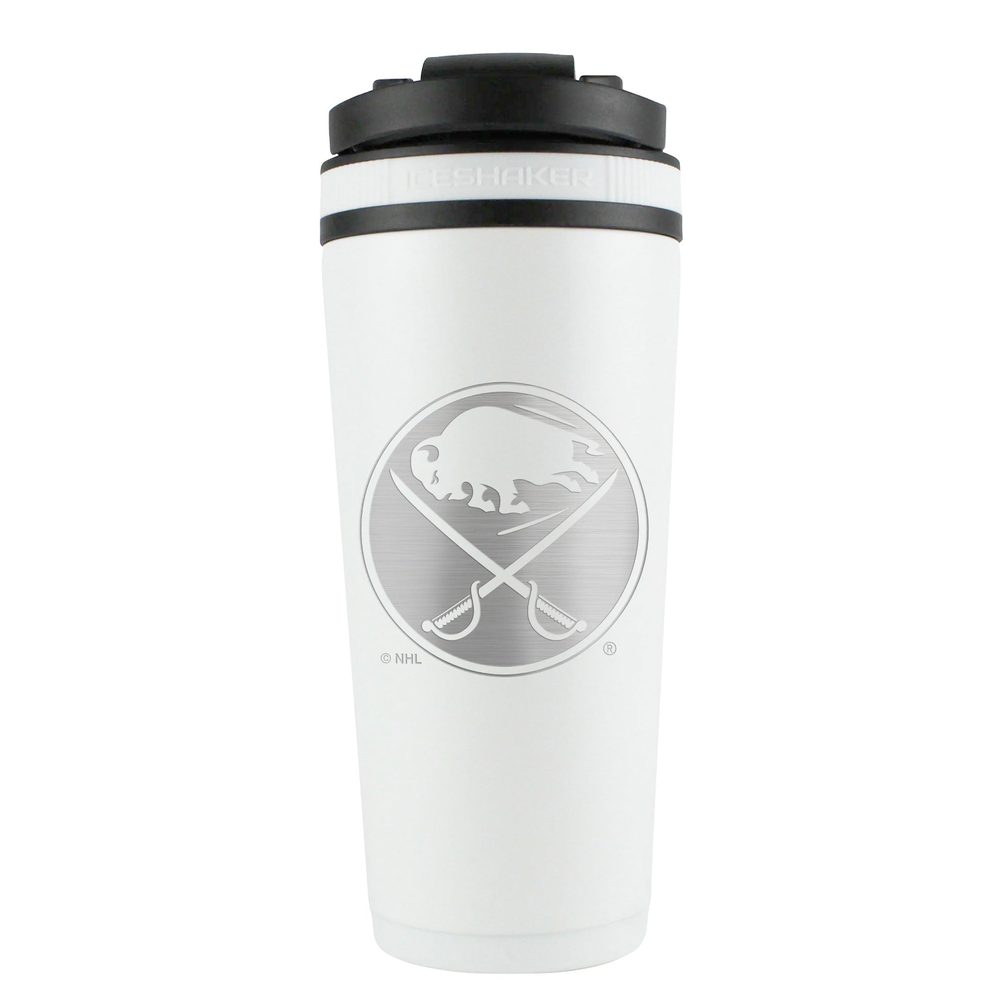 Officially Licensed Buffalo Sabres 26oz Stainless Steel Water Bottle with Ice Retention - White | Perfect for Hockey Games, Gym Workouts & Outdoor Activities