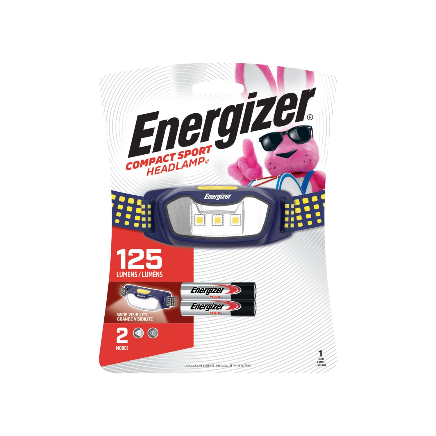 Energizer LED Headlamp Flashlight - Super Bright 300 Lumens, Compact Rechargeable Headlamp for Running, Hiking, Camping & Outdoor Activities (Includes Batteries)