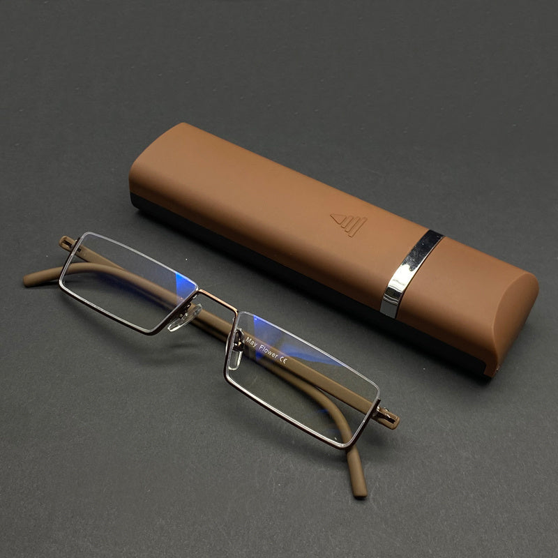 Blue Light Blocking Reading Glasses - Metal Square Frame Computer Glasses for Men & Women - Reduce Eye Strain for Office Work, Gaming & Screen Use