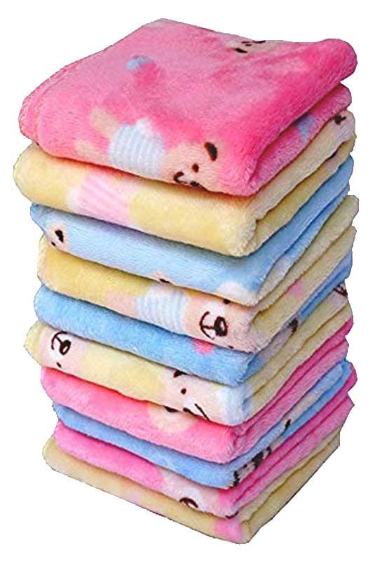 DEXO Soft Cotton Handkerchief Set for Kids, Women & Girls - 6-Piece Teddy Bear Print Baby Face Towels | Multicolor Hankies for Daily Use, Travel & Gifts