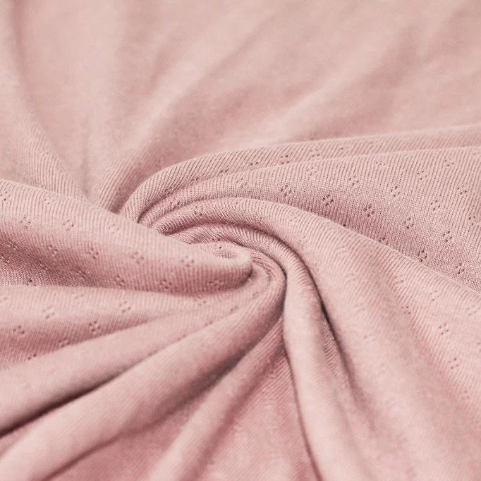 Light Pink Pointelle Knit Sweater - Soft & Breathable Women's Top for Casual Wear & Layering