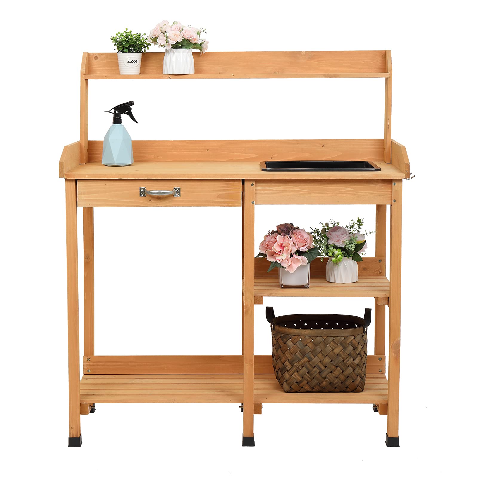**JYOSTORE Outdoor Potting Bench with Drawer, Adjustable Shelf, Removable Sink & Hooks - Heavy Duty Garden Workstation for Planting, Potting & DIY Projects**    *Use Cases: Perfect for gardening, potting plants, DIY crafts, and outdoor workspace organization.*