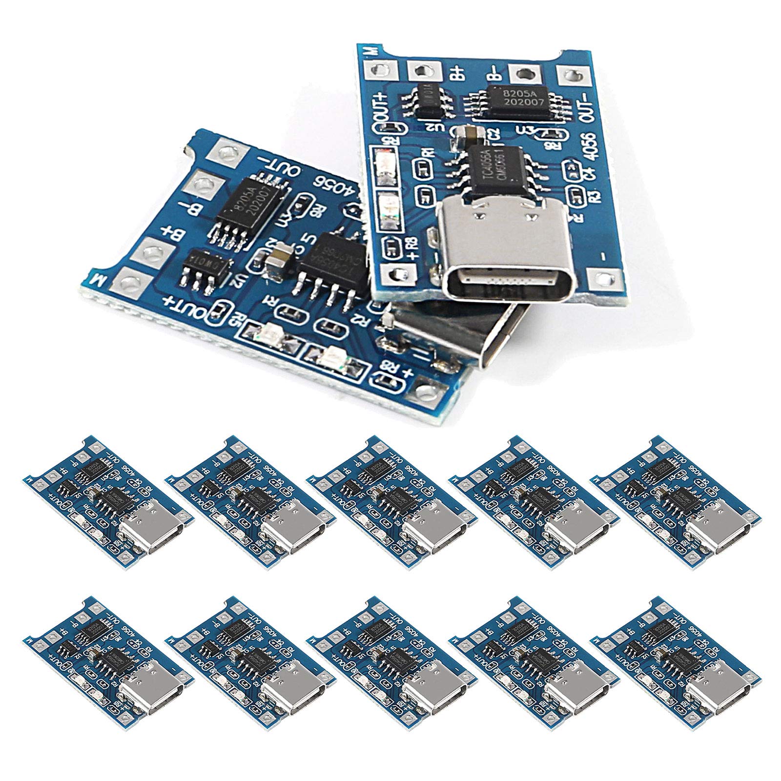 ALAMSCN TP4056 Type-C USB 5V 1A 18650 Lithium Battery Charger Module - Li-ion Charging Board with Dual Protection (12 Pack) - Perfect for DIY Electronics, Power Banks, and Solar Projects