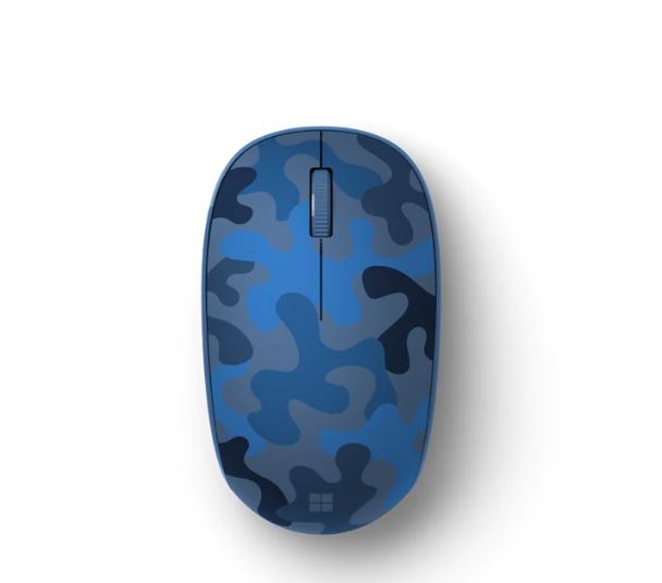 Microsoft Bluetooth Mouse - Wireless Ergonomic Mouse with Blue Camo Design for Laptop, PC, Mac - Perfect for Office, Home & Travel Use