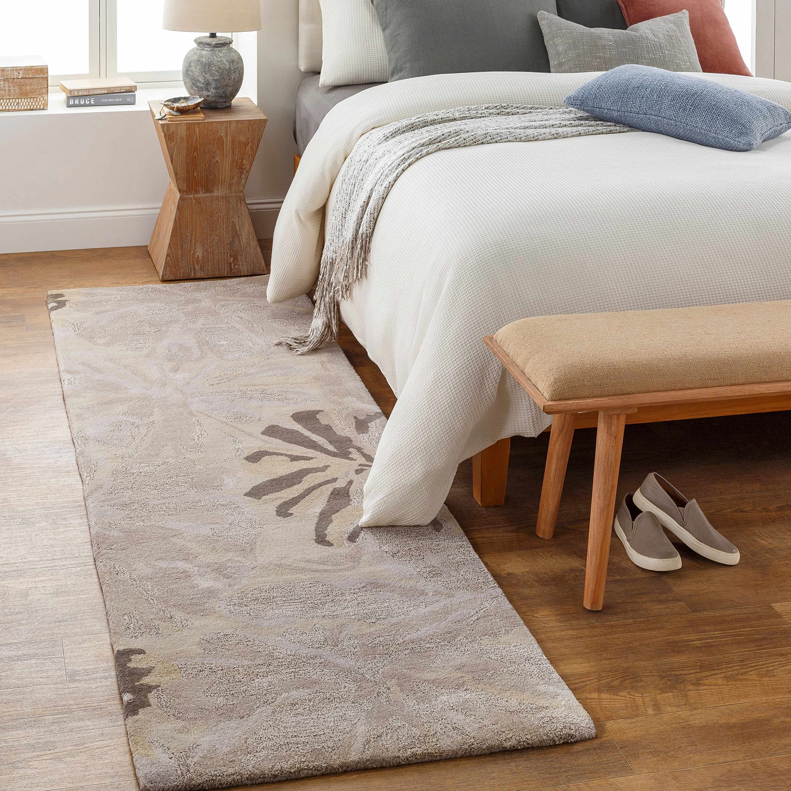 Hauteloom Ilfeld Wool Area Rug 6' x 9' - Soft Transitional Gray & Brown Handmade Rug for Living Room, Bedroom - Perfect for Cozy Home Decor & High Traffic Areas