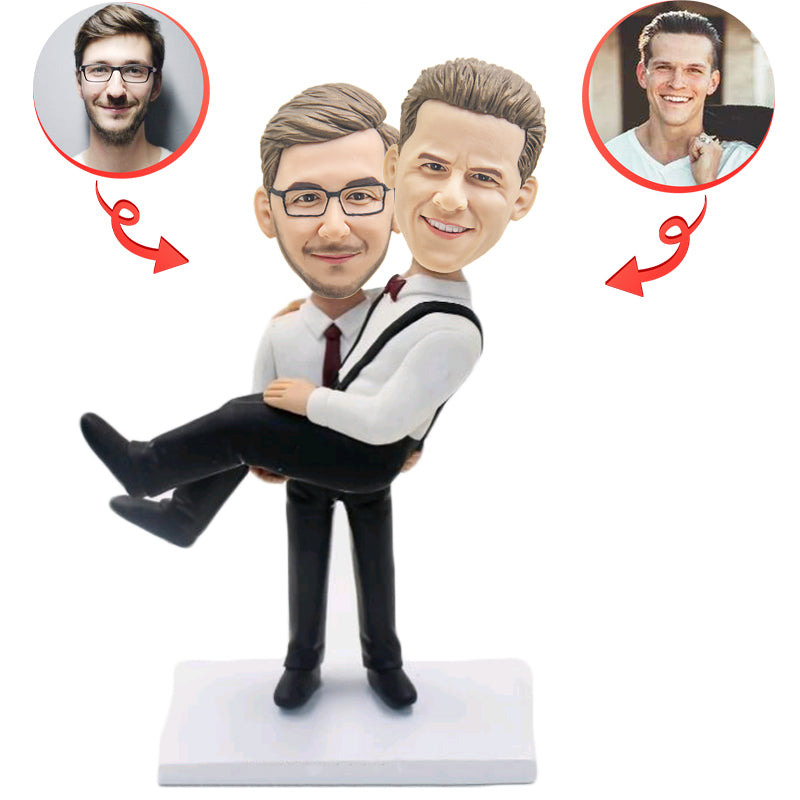Custom Same Sex Wedding Bobbleheads - Personalized Couple Figurines for LGBTQ+ Weddings, Anniversaries & Gifts - Perfect for Wedding Cake Toppers, Home Decor, and Unique Anniversary Presents